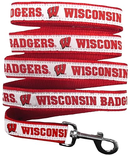 NCAA PET Leash, Medium, Wisconsin Badgers, Shiny & Colorful Leash
