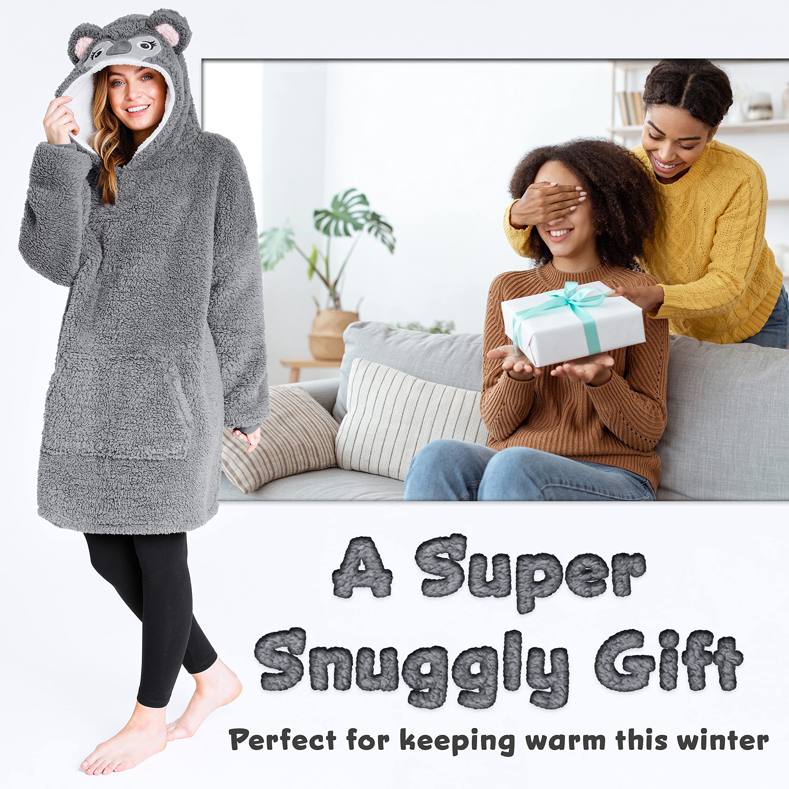 CityComfort Felpa con Cappuccio Oversize Coperta Indossabile Gigante in Pile Unisex Uomo Donna