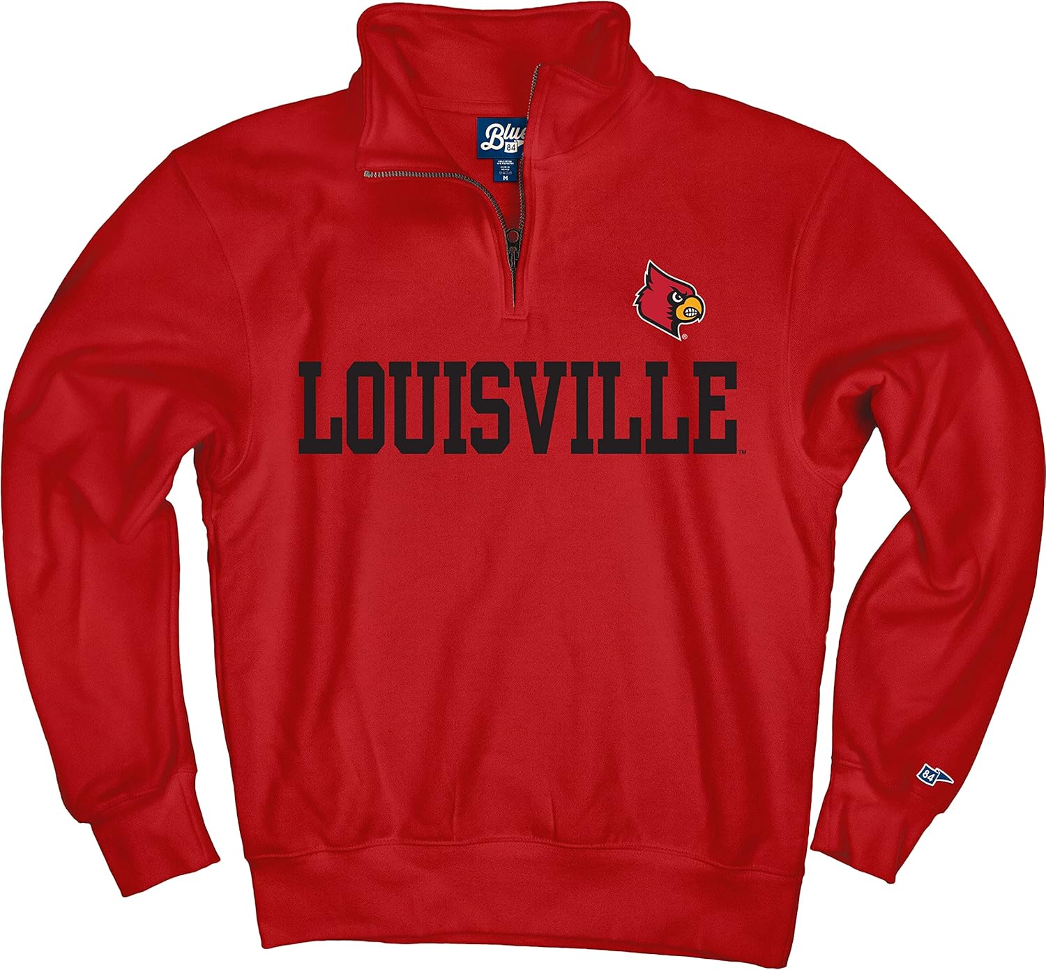 Blue 84 Men's Louisville Cardinals Quarter Zip Sweatshirt Team Color, Team Color, Large - Image 3