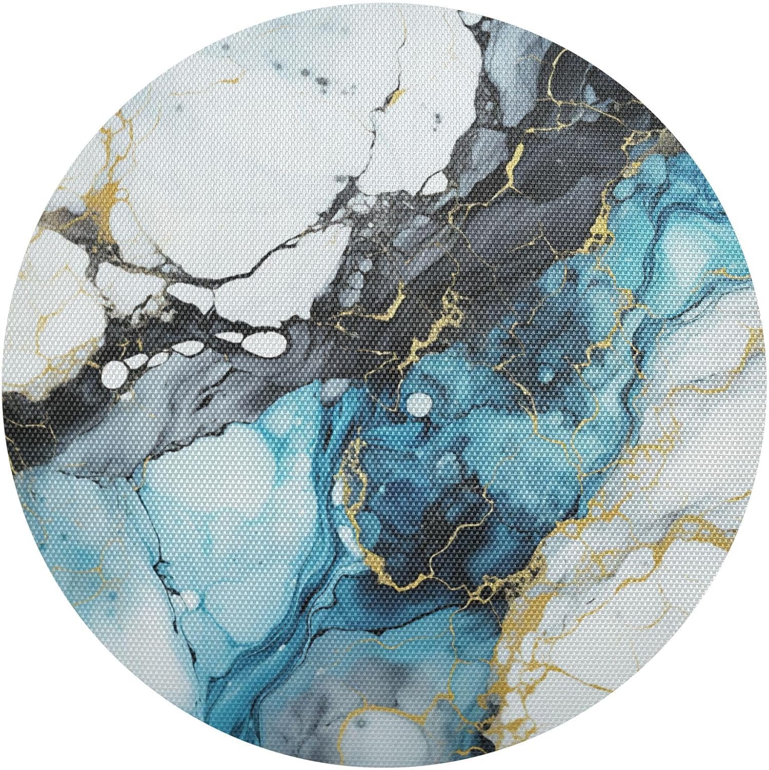 Marble Art Blue Round Place Mats for Dinner Table Placemats Antiskid Plate Mats for Kitchen