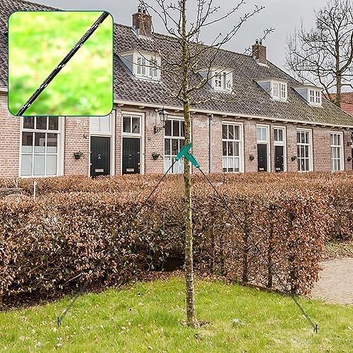 Miniatura 6 de Paquete de 18 kits de estacas de acero resistente con correas de árbol incluye 6 correas de árbol de 155 pulgadas 6 estacas de árbol de 78 pulgadas