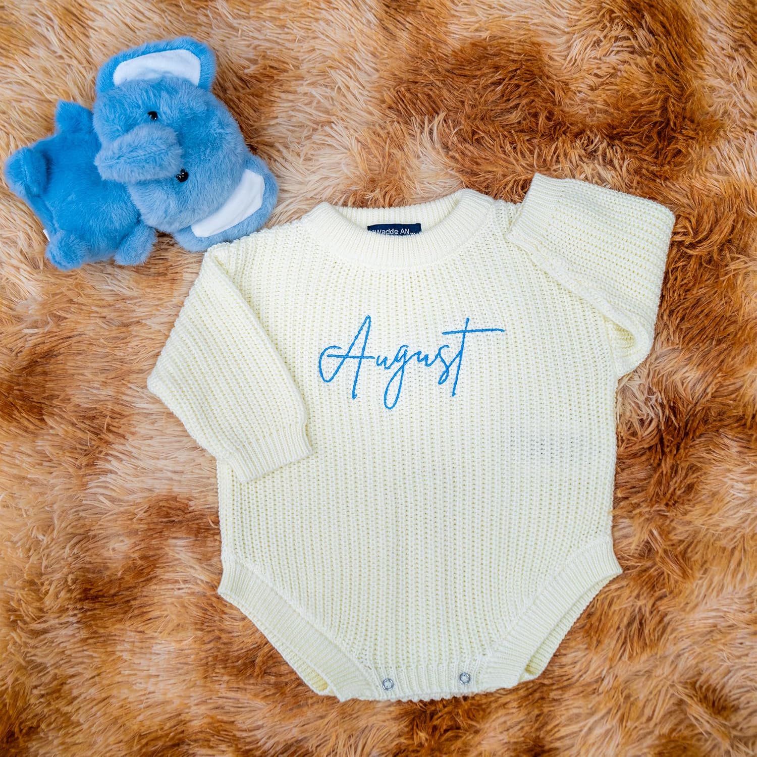 Personalized Chunky Knit Sweater Romper, Custom Baby Name, Embroidered Baby Outfit, Infant One-Piece Keepsake - Image 3