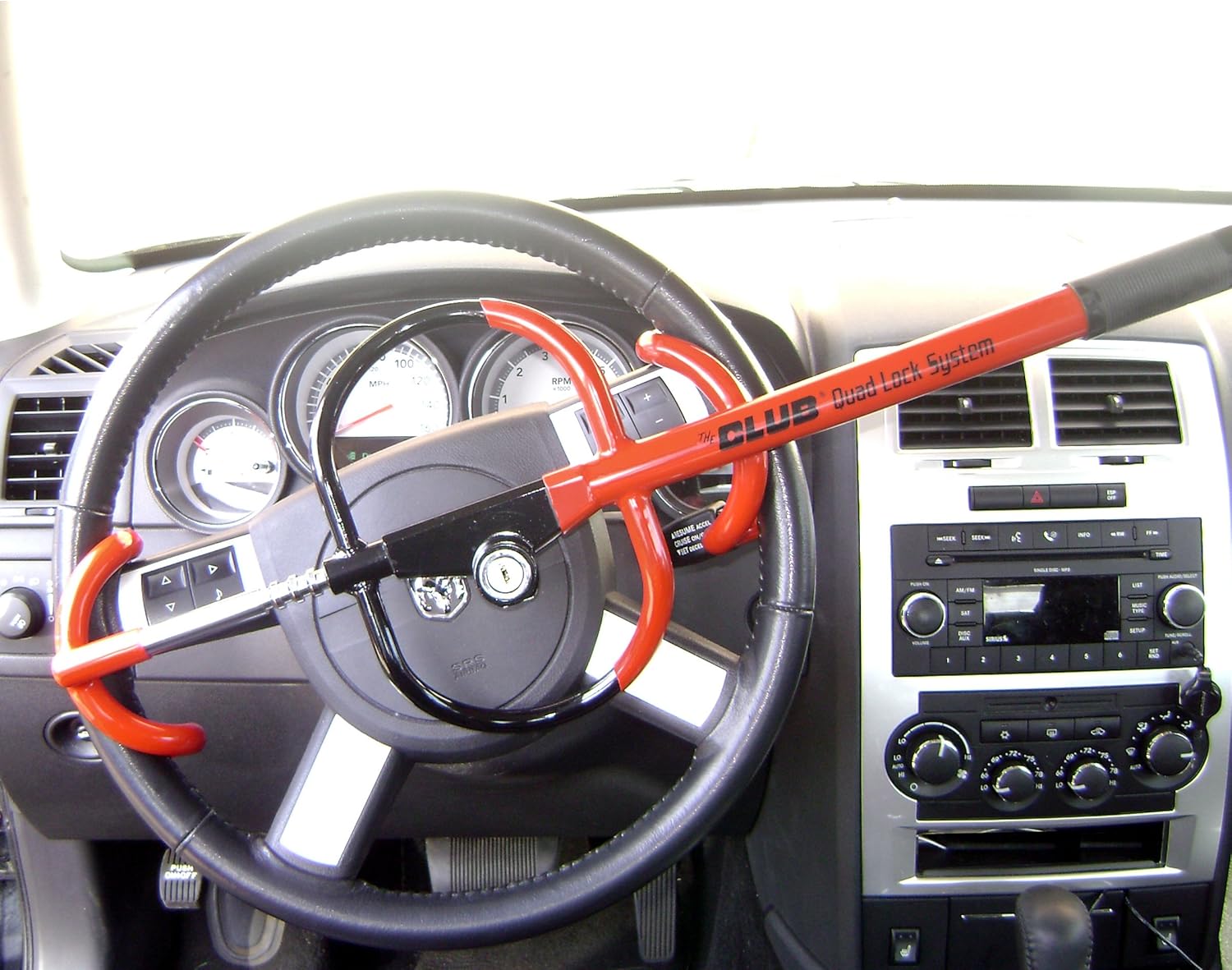 The Club 7500 Quad Lock Club Vehicle and Air Bag Anti-Theft Device, Red