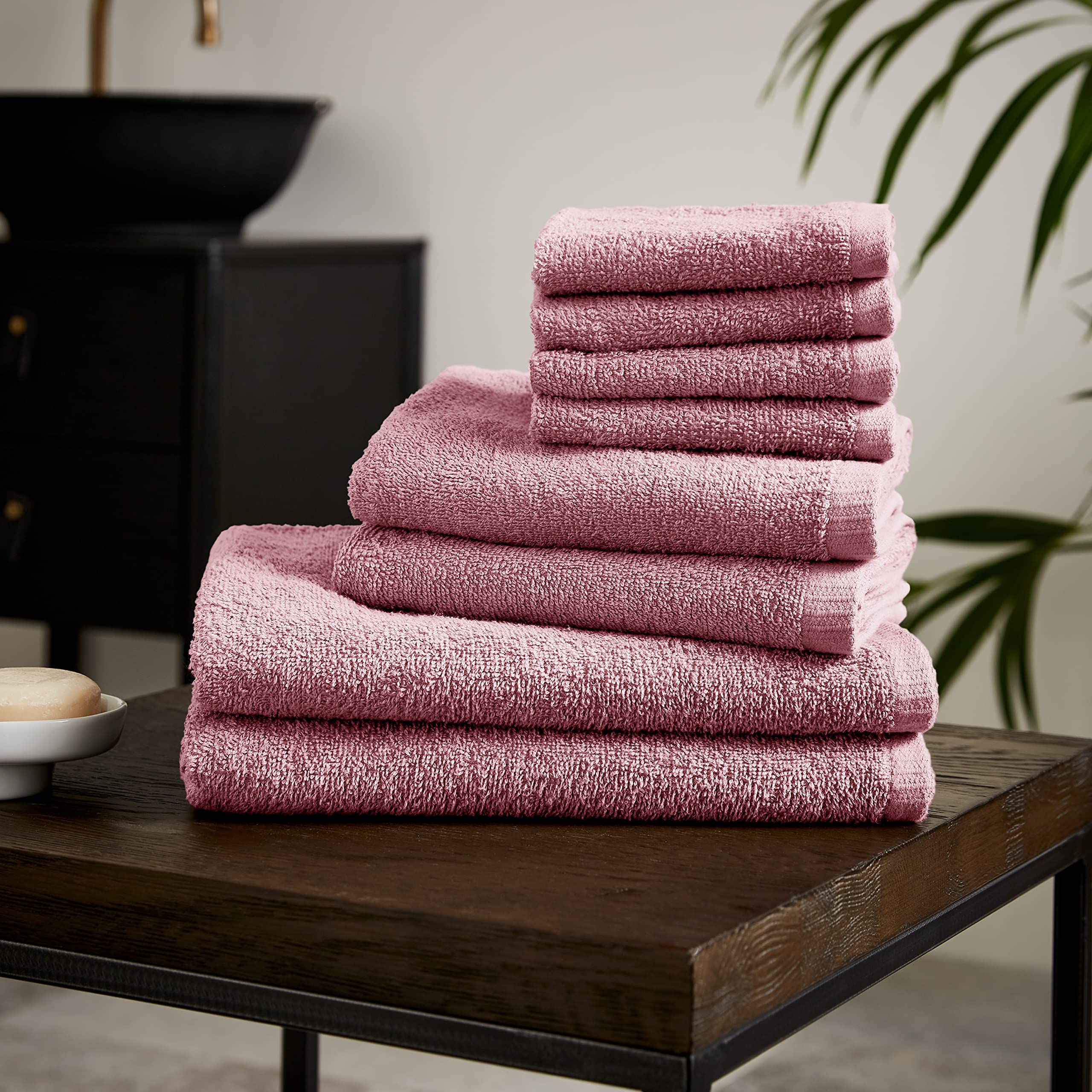 Catherine Lansfield Quick Dry Cotton 30X30 Cm50X85 Cm270X120 Cm 8 Piece Towel Set Pink from B&Q