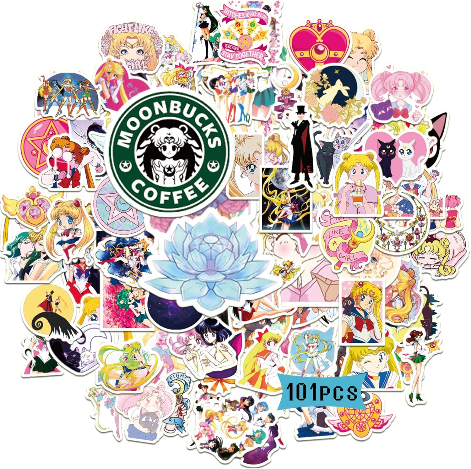 sai lor moon stickers 101pcs anime decals for girl classic manga vinyl for skateboard scrapbook fridge car bike cute sticker pack toys games