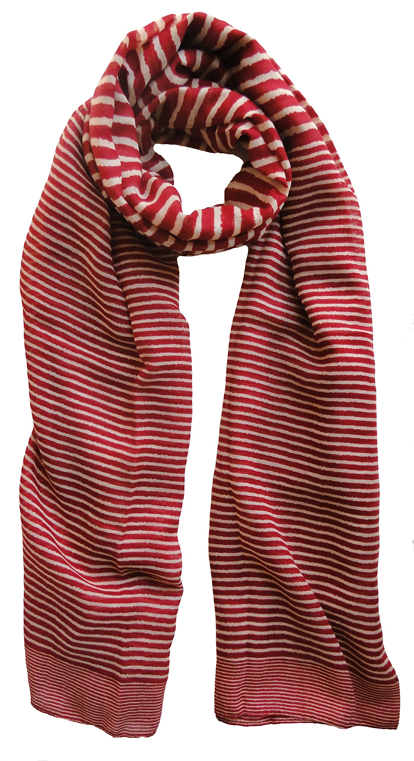 The Olive House Women's Red Beige The Olive House® St Ives Stripe Lagenlook Scarf Red