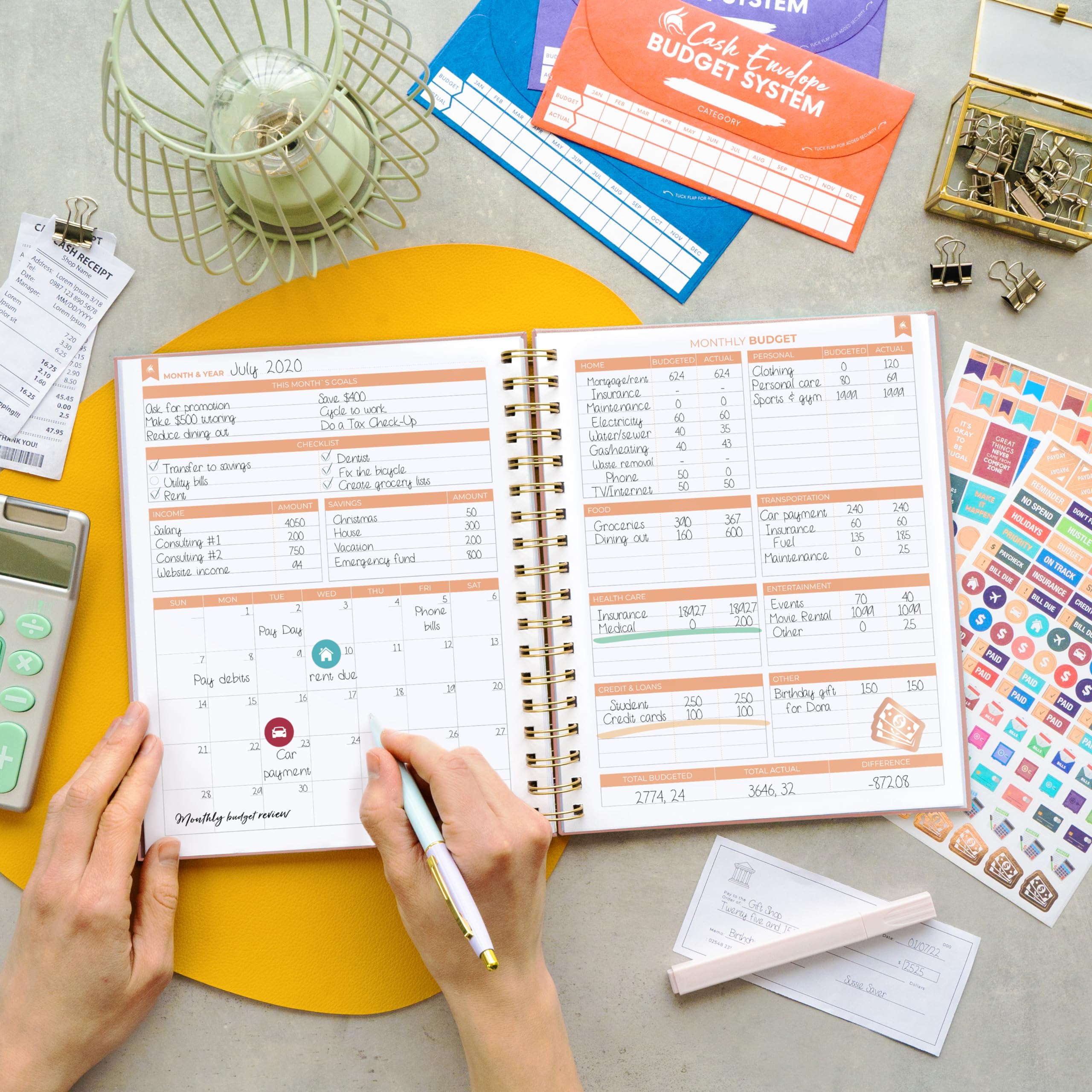 Clever Fox Budgetplaner, Spiralbuch mit bunten geräumigen Seiten, monatlicher Finanzplaner, Budgeting-Organizer und Ausgaben-Tracker-Notizbuch, Finanz-Tagebuch, 20 x 24 cm, Hardcover, Roségold