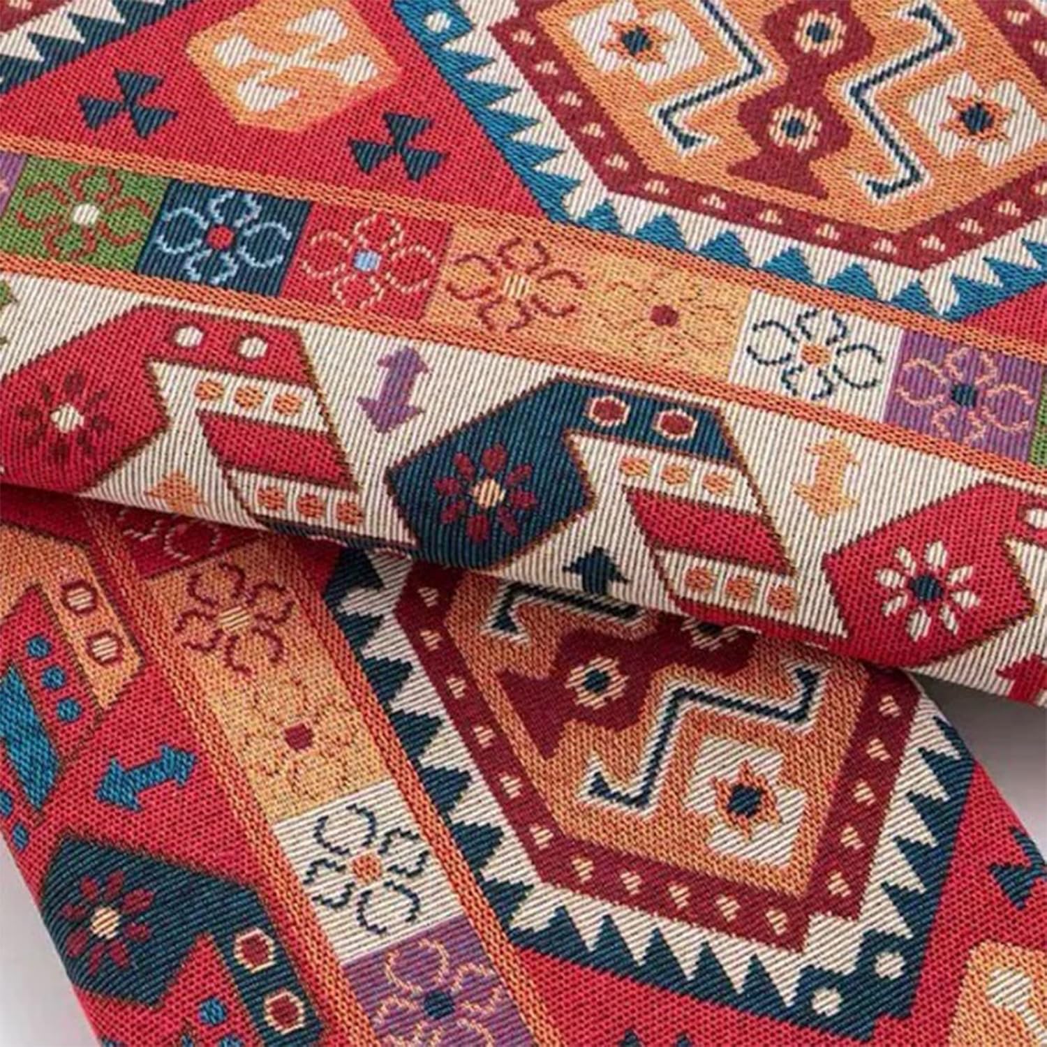 Ethnic Fabric,Bohemian Geometric Abstract Pattern Decorative for Sewing Clothing Bag Tablecloth Sofa Pillow DIY Craft (3 Yard pre Cut)