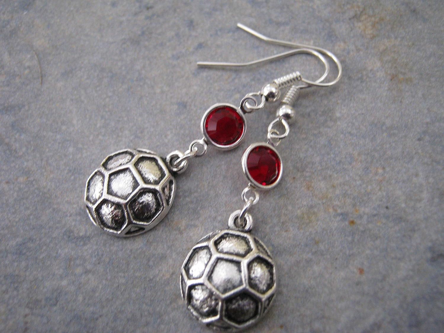 Soccer Birthstone Earrings, Soccer Ball Earrings, Athletic Earrings, Soccer Jewelry, Personalized Sports Jewelry