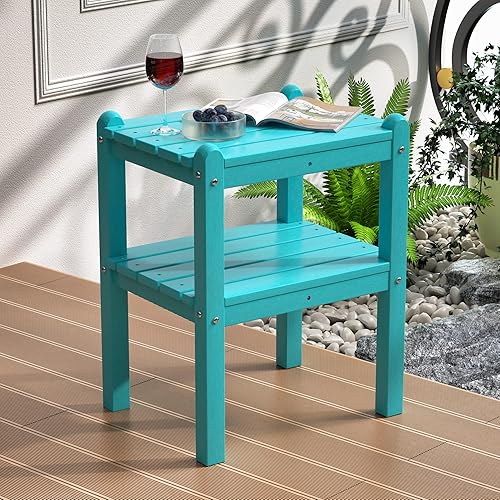 Miniatura 10 de TORVA Mesa auxiliar Adirondack para patio, mesas auxiliares para exteriores, resistente a todo tipo de clima, HDPE a prueba de humedad, uso