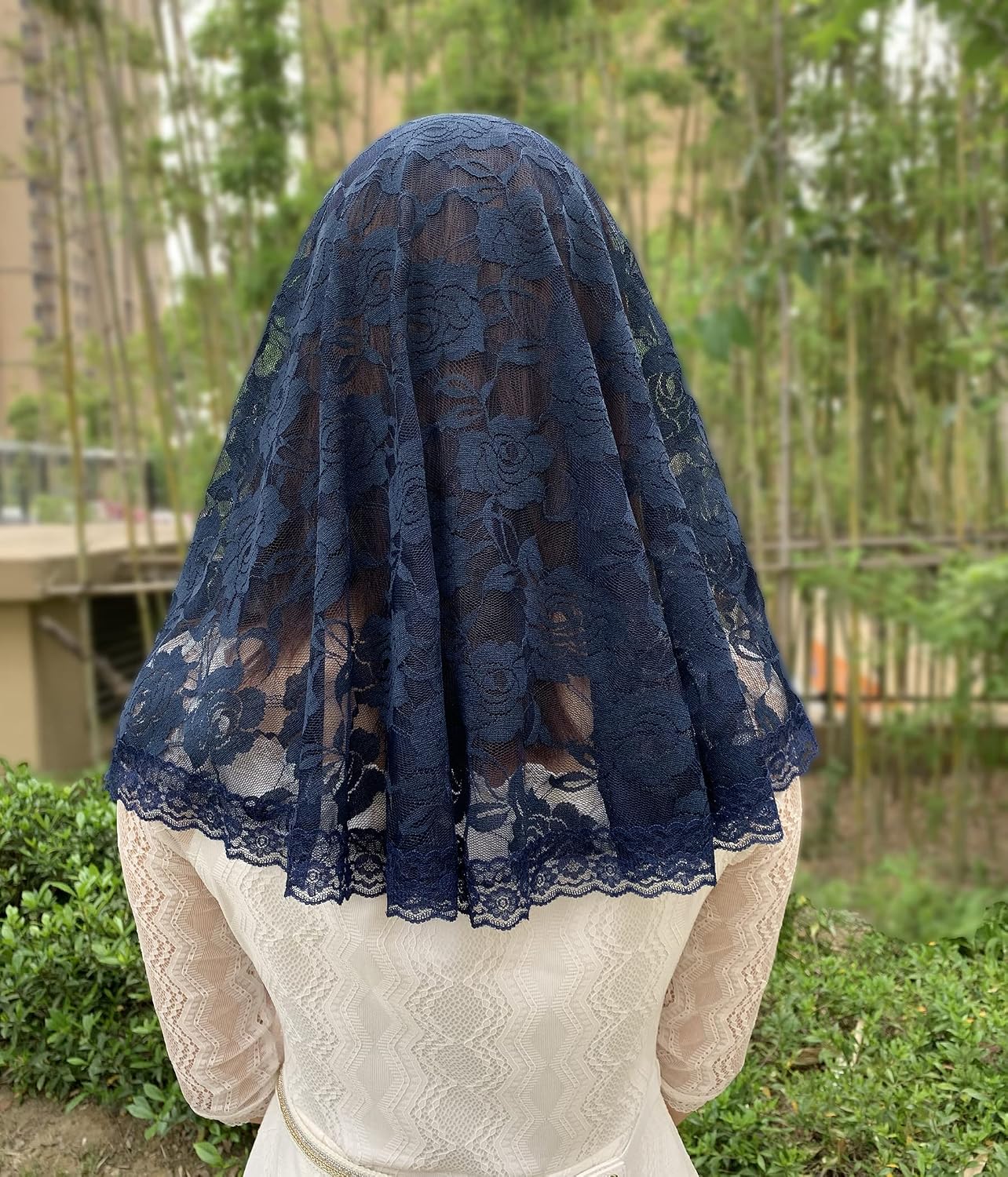Lace Mantilla Veil Soft and comfortable 7 Colors Spanish Style Rose Lace Veil Head Covering D Shape