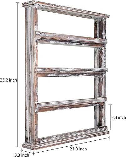 Miniatura 4 de MyGift Wooden Spice Rack Wall Mount, Hanging 4 Tier Seasoning Jar Shelf Organizer, Condiment Storage for Kitchen, Pantry, Large Spice Organization,