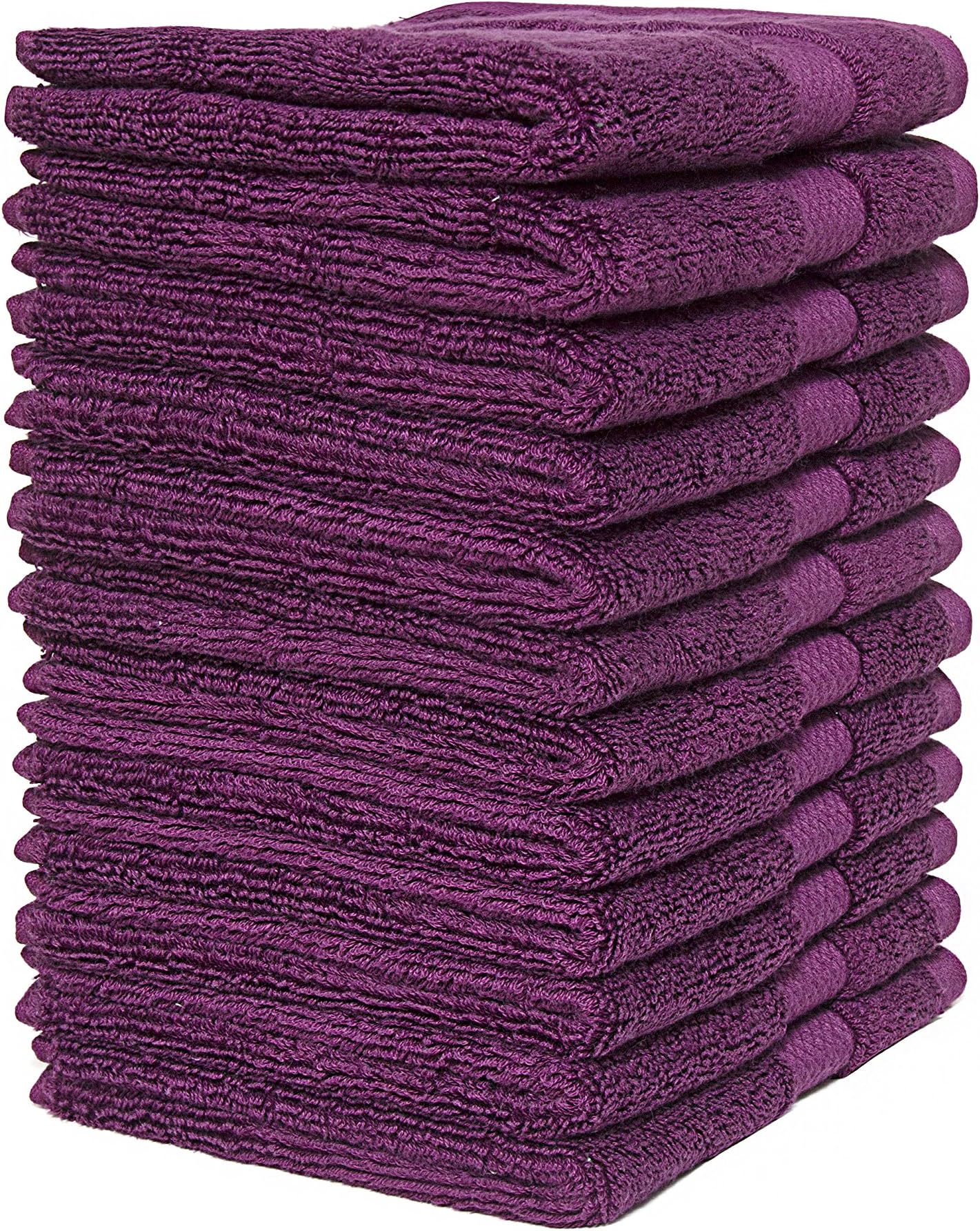 Bumble Luxury Wash Cloth Set of 12 / 12” x 12” Premium Wash Cloth / Ultra Soft, Highly Absorbent 800 GSM Heavy Weight Combed Cotton (Violet, 12 Pack Washcloths)