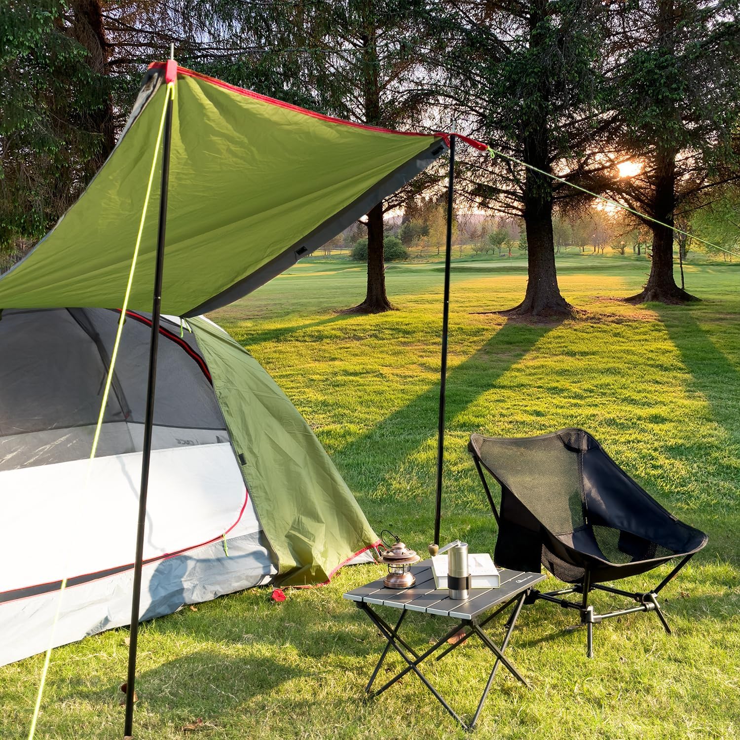 MOON LENCE TPOLES001 Tent Pole, Tarp Pole, Steel, Set of 2, 4-Section Connection, Diameter 0.6 inches (16 mm), Maximum 61.4 inches (156 cm), Divided Type, Lightweight, Compact, Convenient to Carry,