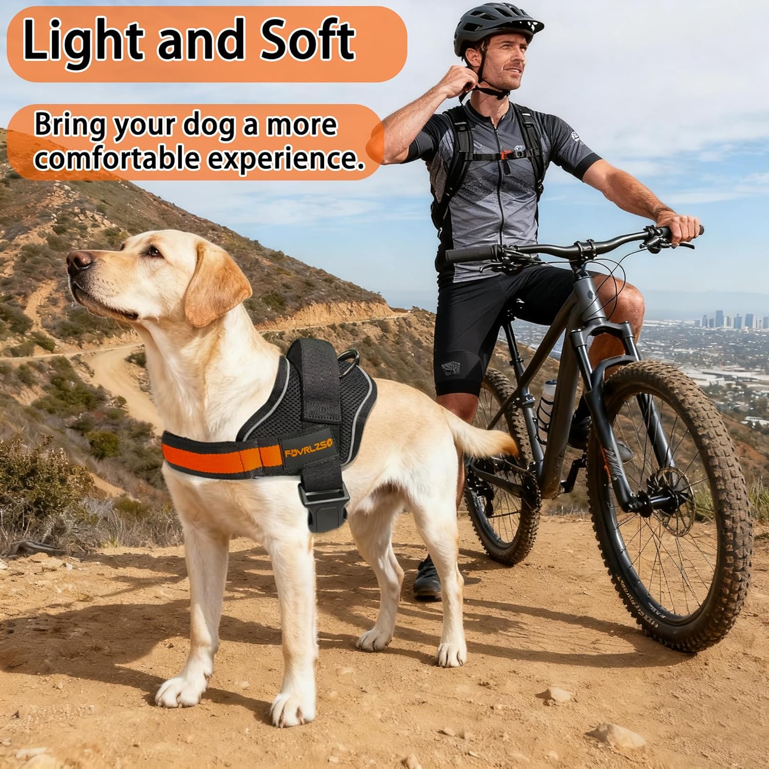 FOVRLZSE No-Pull Dog Harness (Medium Size), Breathable Reflective Dog Harness for Medium Dogs (16-35 lbs), Adjustable Vest for French Bulldog/Bulldog/Cocker Spaniel Walking Running