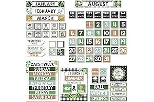 Hadley Designs Farmhouse Classroom Calendar Set - Bulletin Board Sets For Teachers