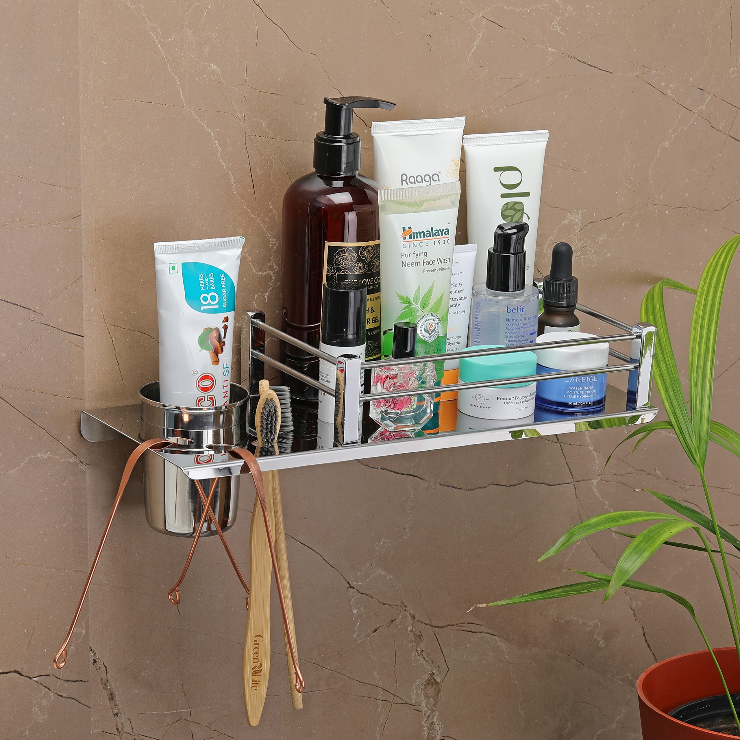 FORTUNE Stainless Steel Wall Mount 2 in 1 Shelf Multi-Functional Storage Shelf, Kitchen Shelves, Toothbrush and Tumbler Holder, Bathroom Accessories Homes, Hotels- Chrome- 15 x 5 Inch (Pack of 1) (B08LMF4XLB) Amazon Price History, Amazon Price Tracker