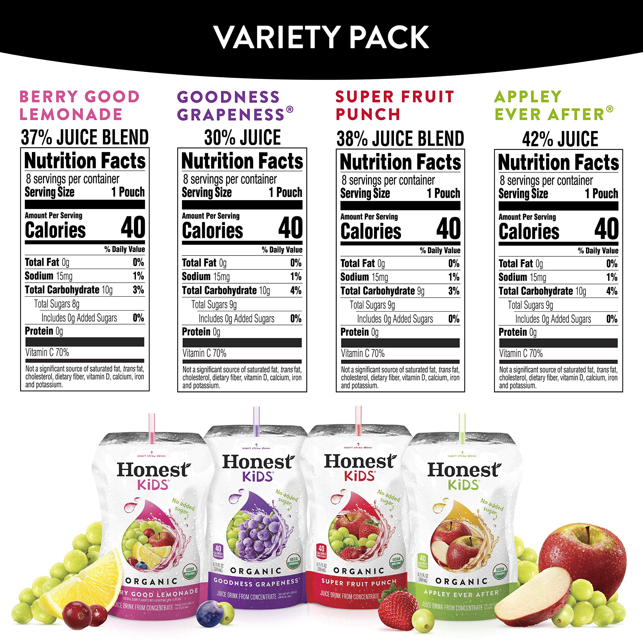 Honest Kids Variety Pack Organic Fruit Juice Drink, 675 fl oz, 32 Pack Buy Online in South