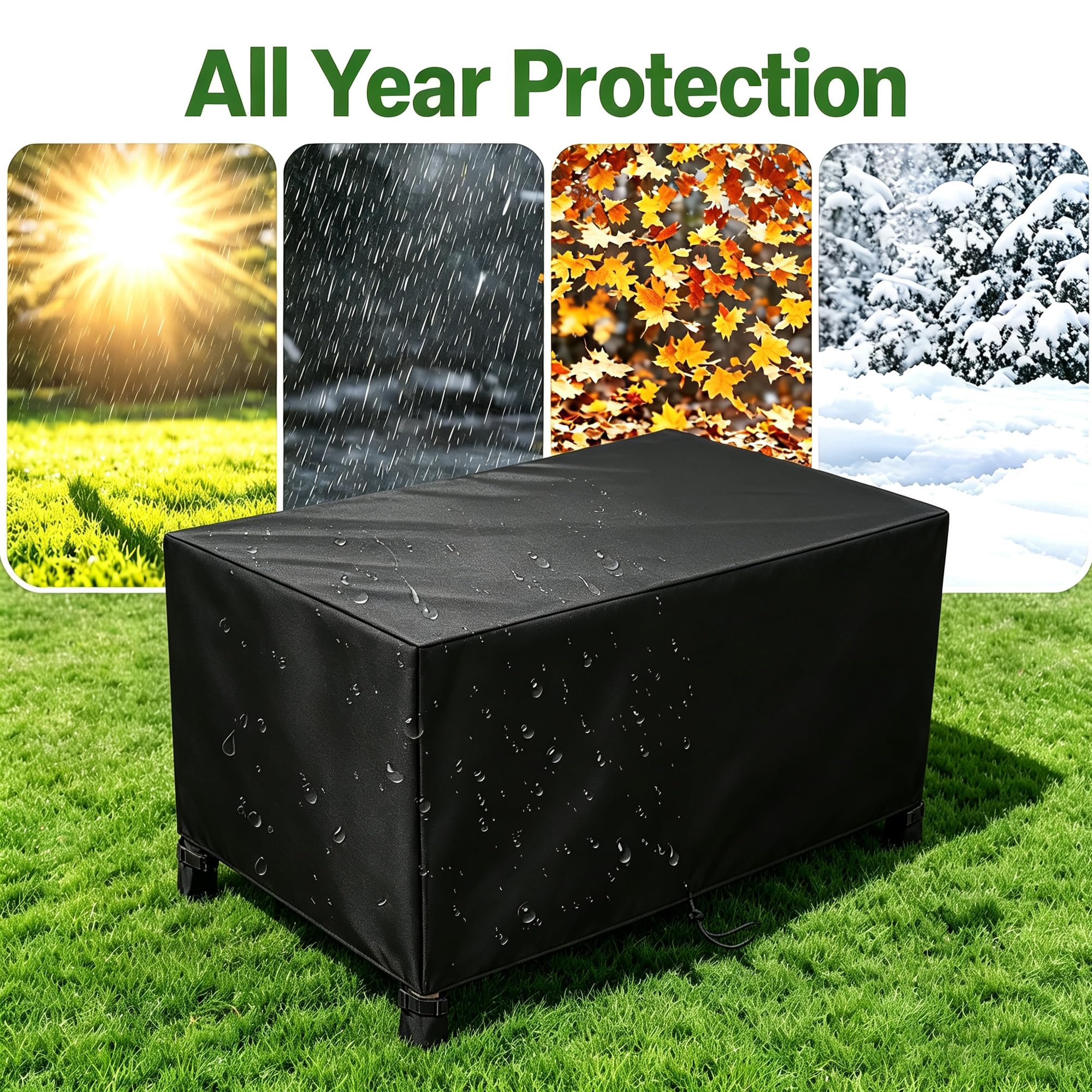 Copertura Divano Esterno Impermeabile, 290x110x60cm/LxWxH Coperture Per Mobili Da Giardino, Telo Copritavolo da Esterno Impermeabile Tavoli e Sedie da Cortile Raggi UV Resistente allo Strappo