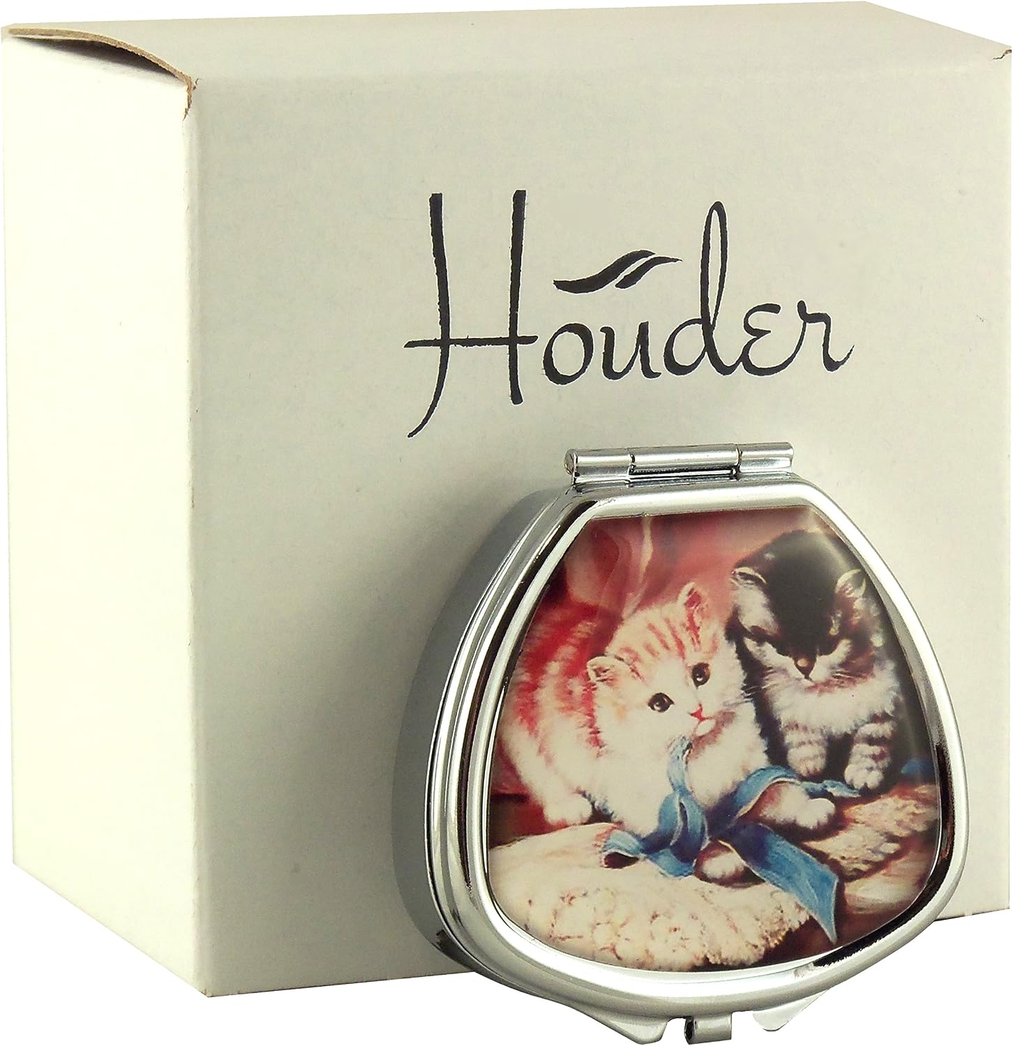 Houder Designer Pill Box - Decorative Pill Case with Gift Box - Carry Your Meds in Style (Peacock Feather)
