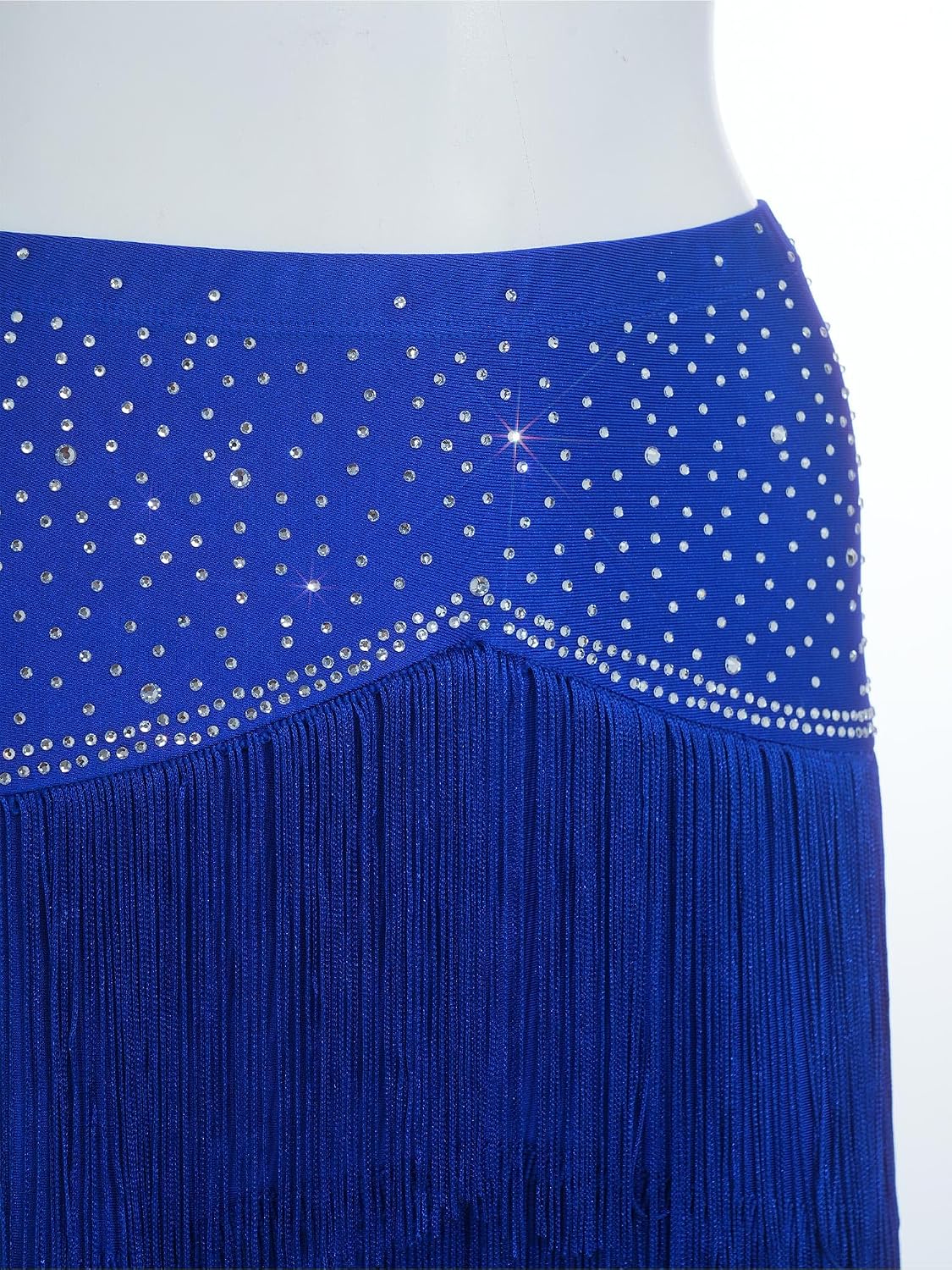 iiniim Women Latin Salsa Pants Layered Tassel Elastic Waist Practice Performance Trousers for Dance Competition