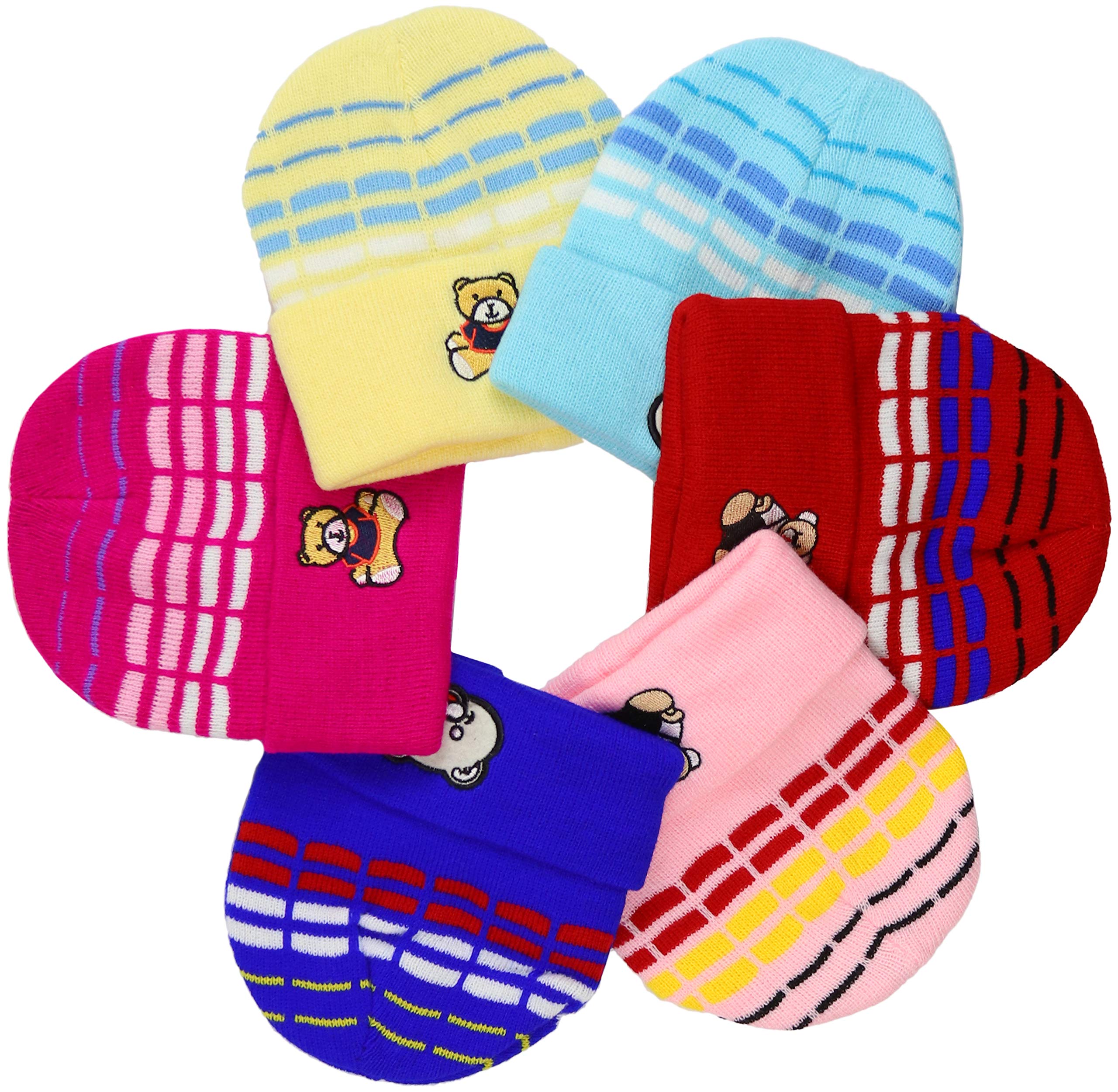 ToBeInStyle 6 Pack Kids' Soft &amp; Stretchy Knitted Acrylic Winter Beanies