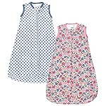 Hudson Baby Unisex Baby Cotton Long-Sleeve Wearable Sleeping Bag, Sack, Blanket, Pink Blue Pretty Floral, 0-3 Months