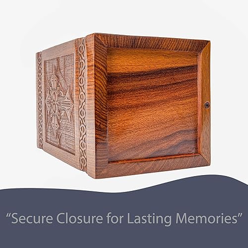 Miniatura 5 de Urnas cruzadas grabadas de palisandro para cenizas humanas y hombres adultos, urna conmemorativa para perros, gatos y mascotas, urna para cenizas