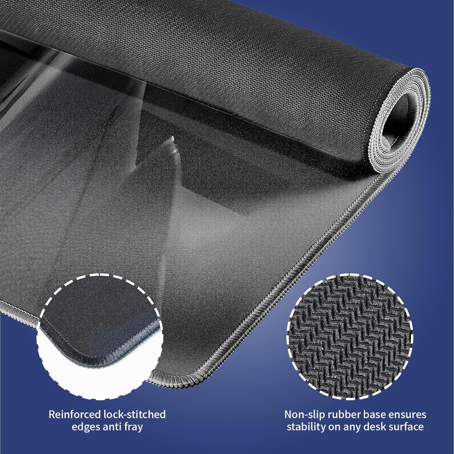 XXL Gaming Mouse Pad with Stitched Edges for Home & Office - Mindset is Everything Inspirational Quote & Cute Cat Funny Tiger Reflection, Smooth Fabric Surface Anti-Slip Base Large Desk Mat - Image 3