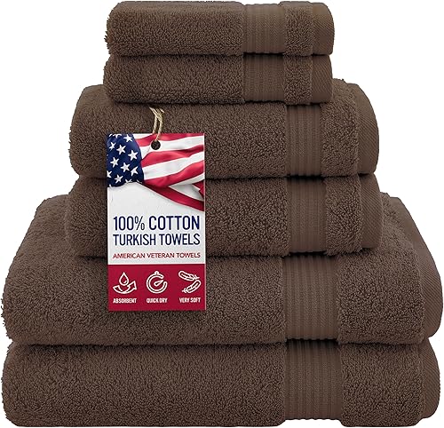 Vista 106 de American Veteran Towel, Juego de 4 toallas de mano para baño, juego de toallas de mano turcas 100% algodón, toallas de mano suaves, toallas de mano