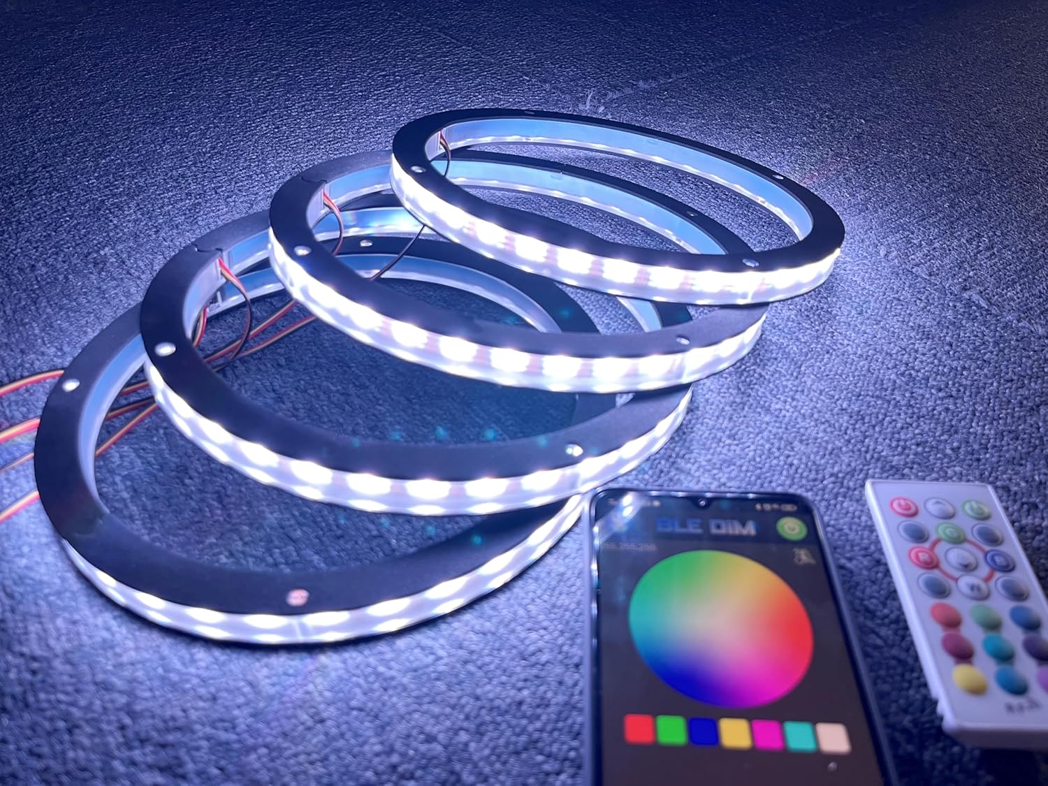 Four PCS 6.5'' Speaker Ring Lights Light up Chasing for Trucks Sandtoys Radio Audio Speaker Subwoofers Rear Flash Mount