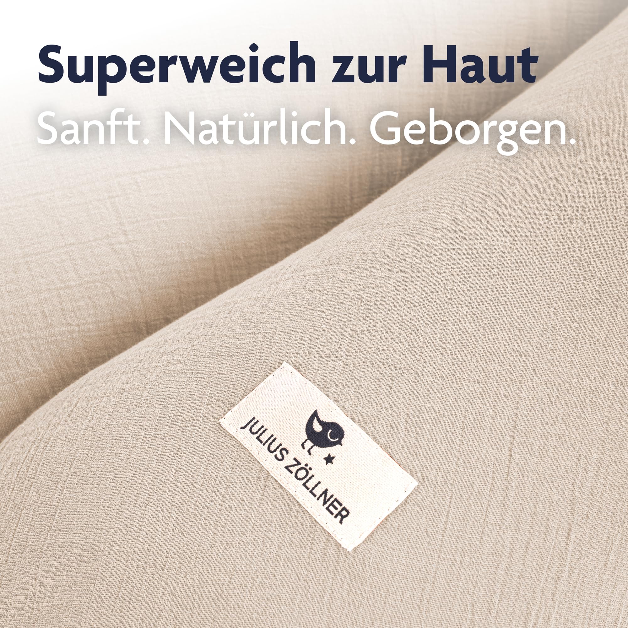 Julius Zöllner Stillkissen Musselin | Schwangerschaftskissen, Seitenschläferkissen & Lagerungskissen in einem | 100% Baumwolle, Oeko-TEX Standard 100 | Sand