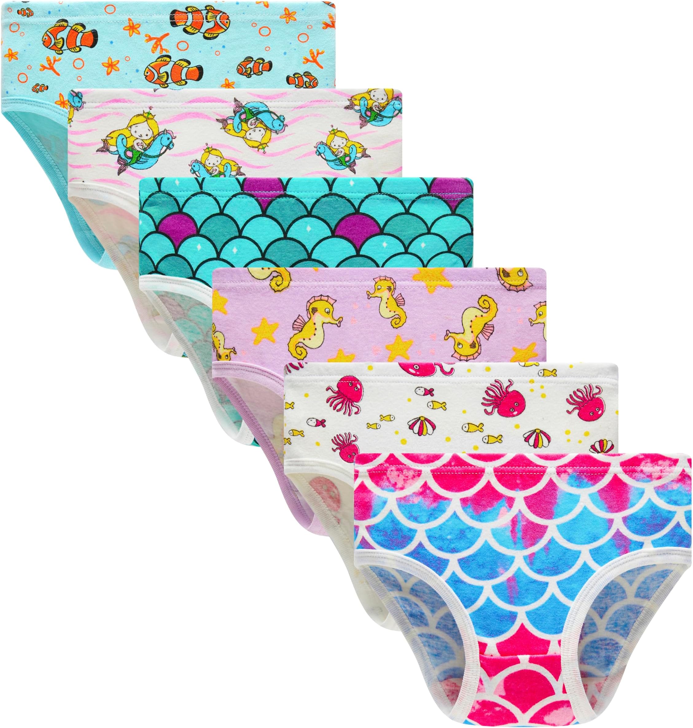 Little Girls' Soft Cotton Underwear Kids Cool Breathable Comfort Panty Briefs Toddler Undies(Pack of 6)
