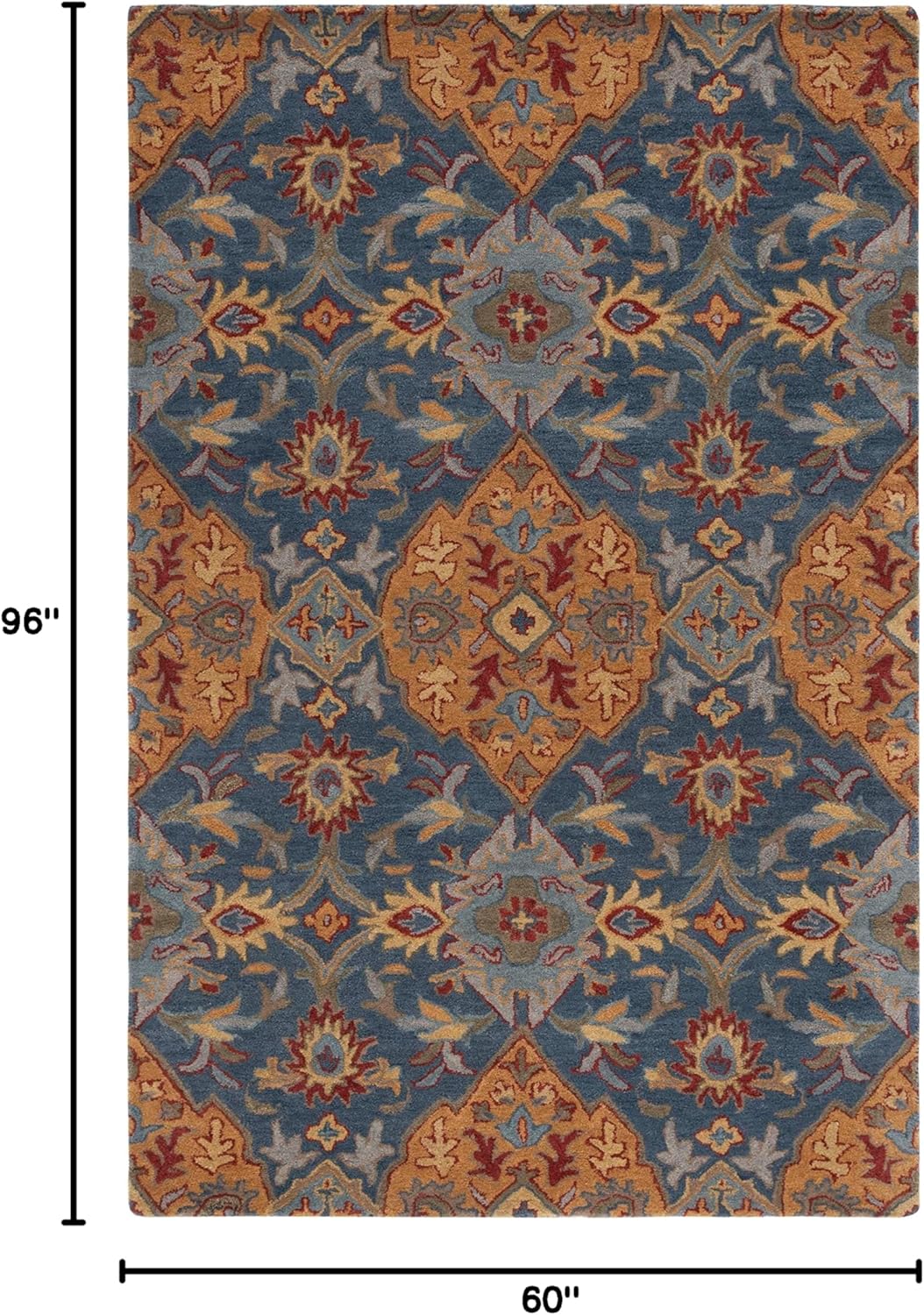 Handmade Blue Wool Tufted Rectangular Area Rug 5' x 8'