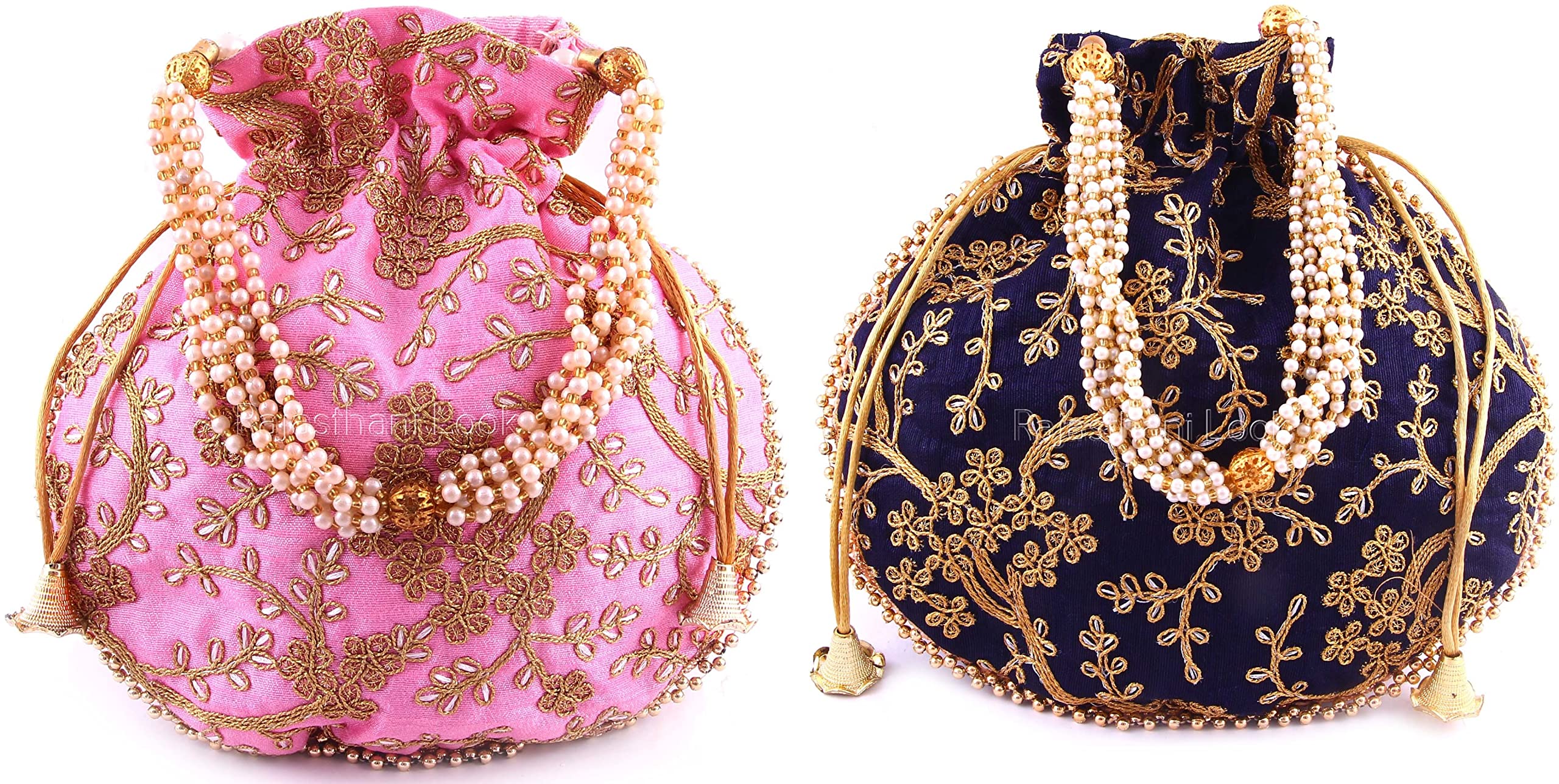 rajasthani look Fashion Handmade Handbag Wristlets Ethnic Bridal Potli Batwa Bag Combo(Pack of 2)-picture-20