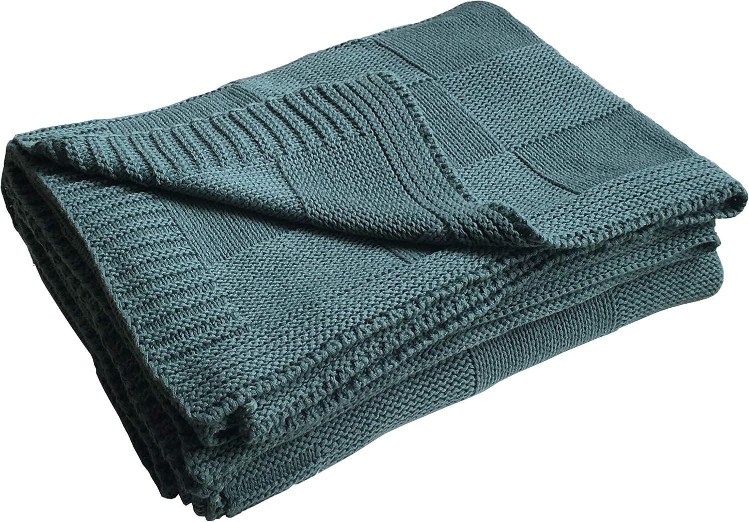 100% Cotton Knit Throw Blanket for Sofa Couch Adult Kid, Pre-Washed Plant Dyed Yarn, Super Soft, Cozy, Warm, Breathable Spring Home Décor TV Blankets, All Season, Oeko-Tex Certified (Green, 50"X60")