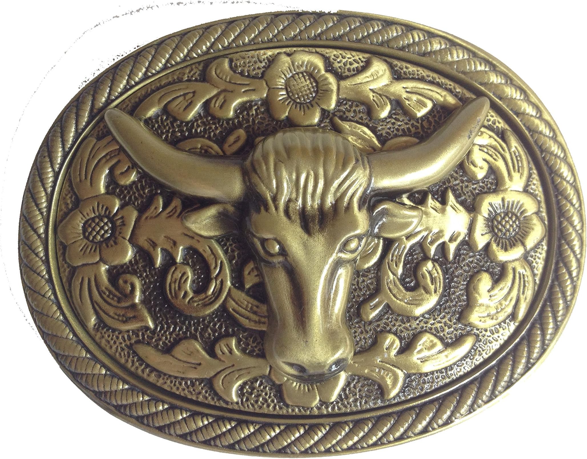 Vintage Longhorn Men's Belt Buckles Metal Western American Bolo Tie for Leather Belt