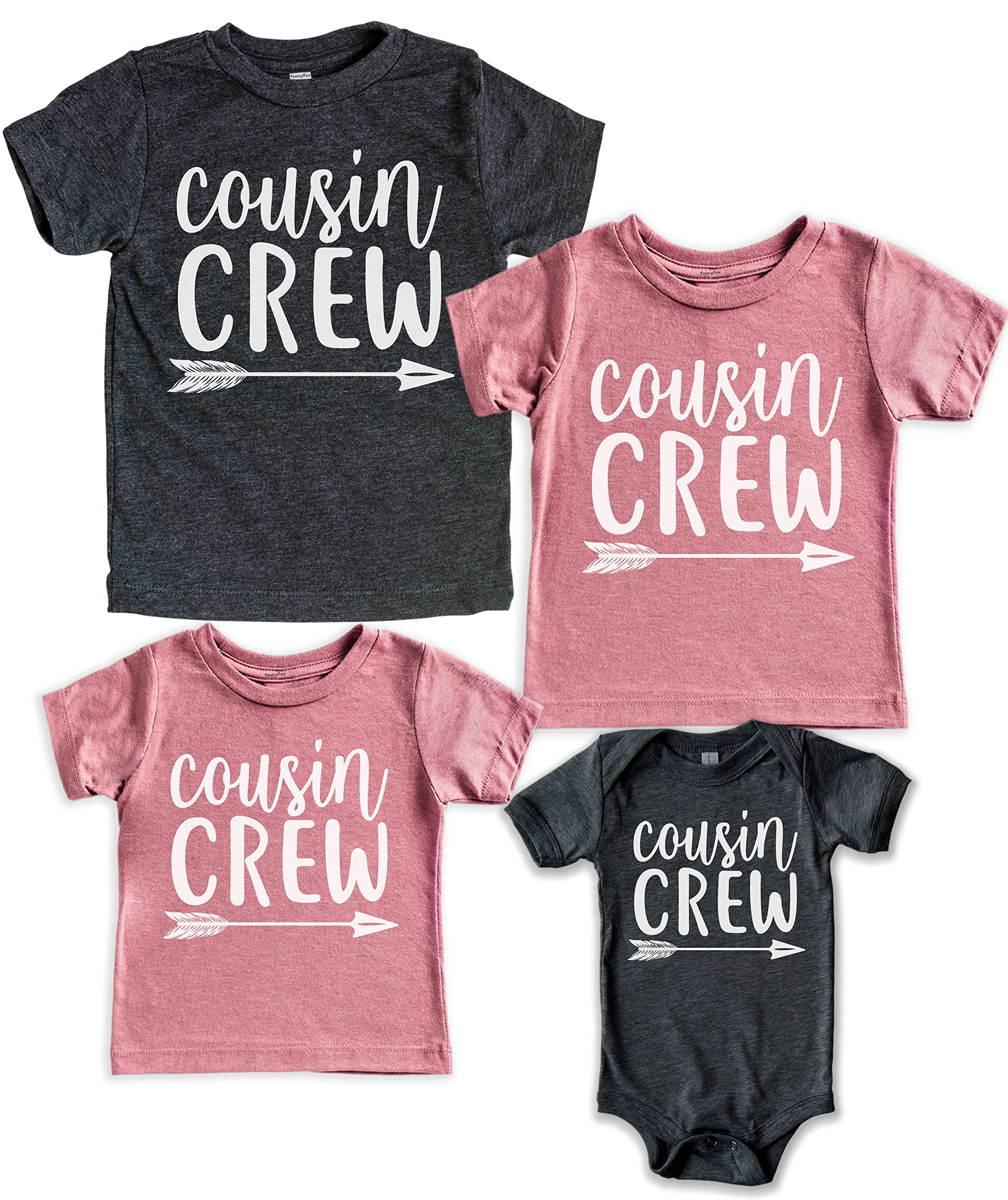 Teeny FoxCousin Crew Shirts Tee Toddler T-Shirt Baby Bodysuit Set for Family Matching Outfit