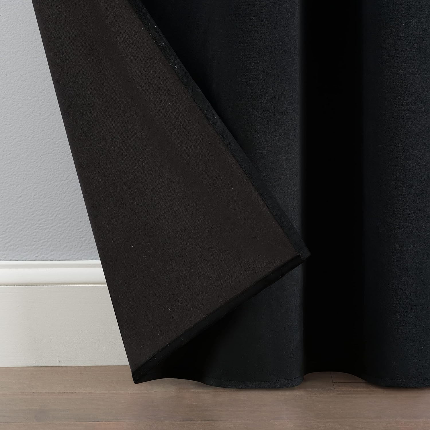 Eclipse Aurelia Velvet Room Darkening Grommet Noise Reduction Window Curtains (2 Panels), 52 in x 84 in, Black