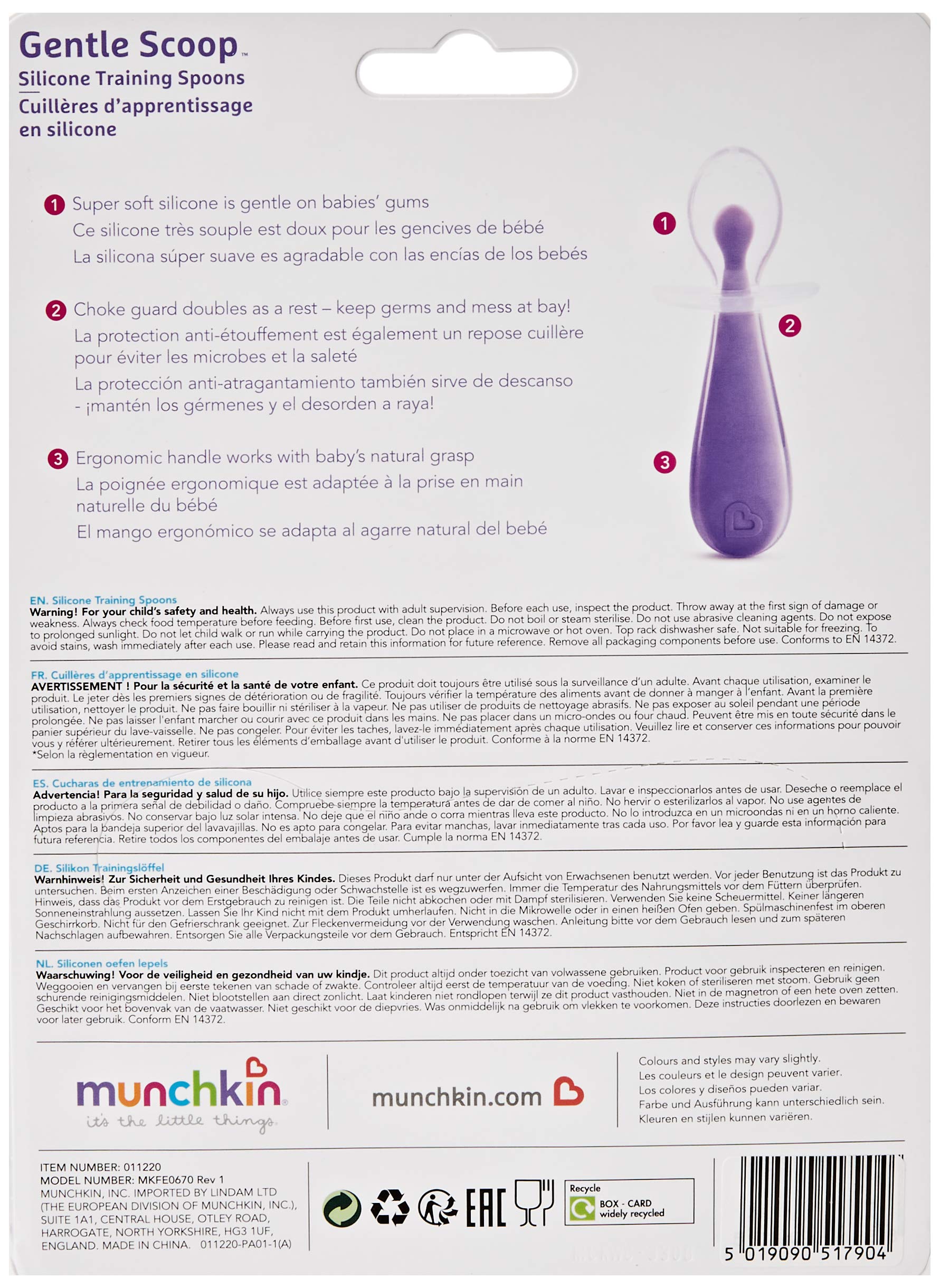 Munchkin Gentle Scoop Silicone Training Spoons 2 Pack Pink Purple Buy Online In Andorra At Desertcart