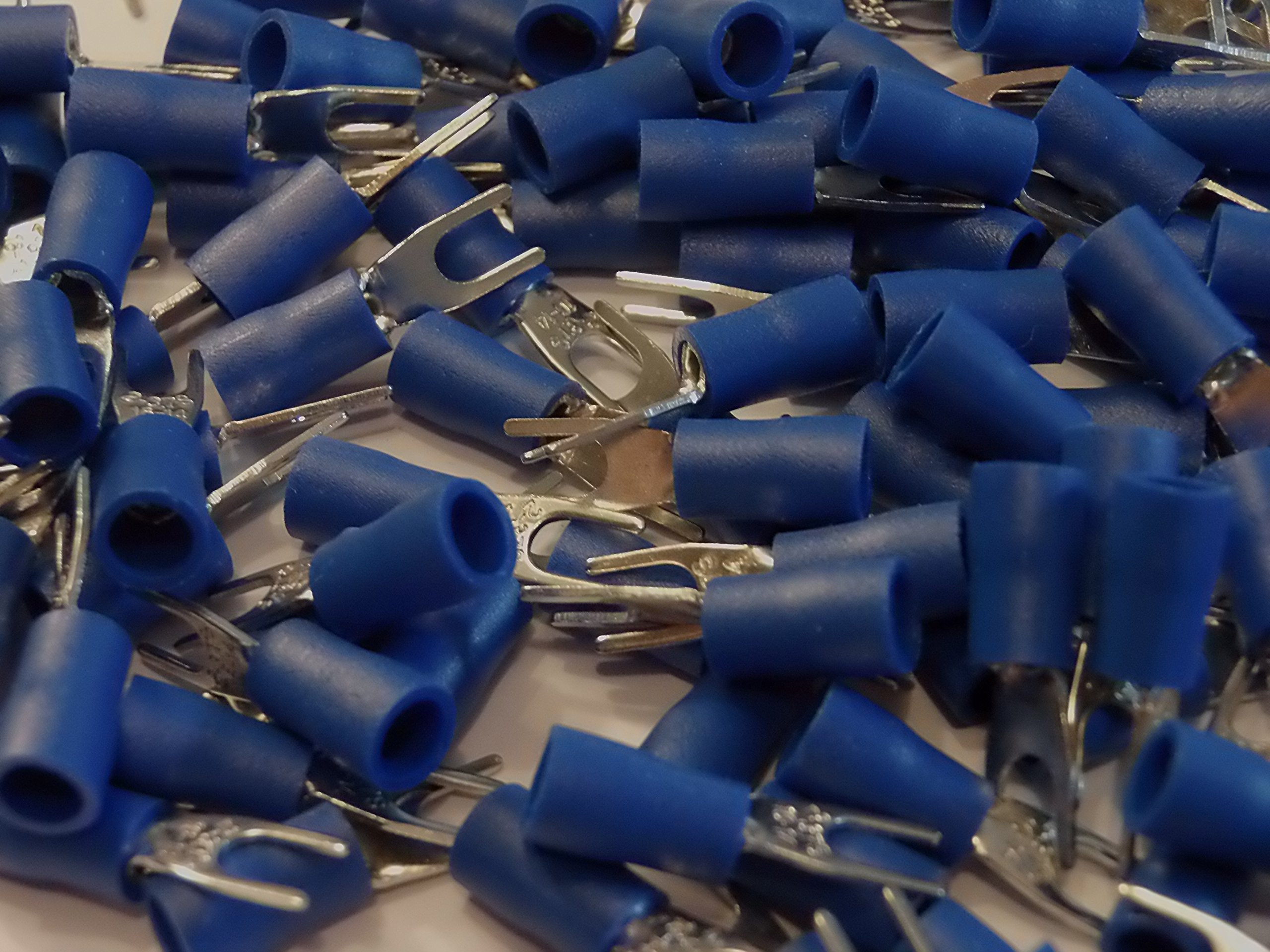 3.7 blue fork terminal crimp connector (for 3.5mm bolt or screw) 25 50 100 pack (50)