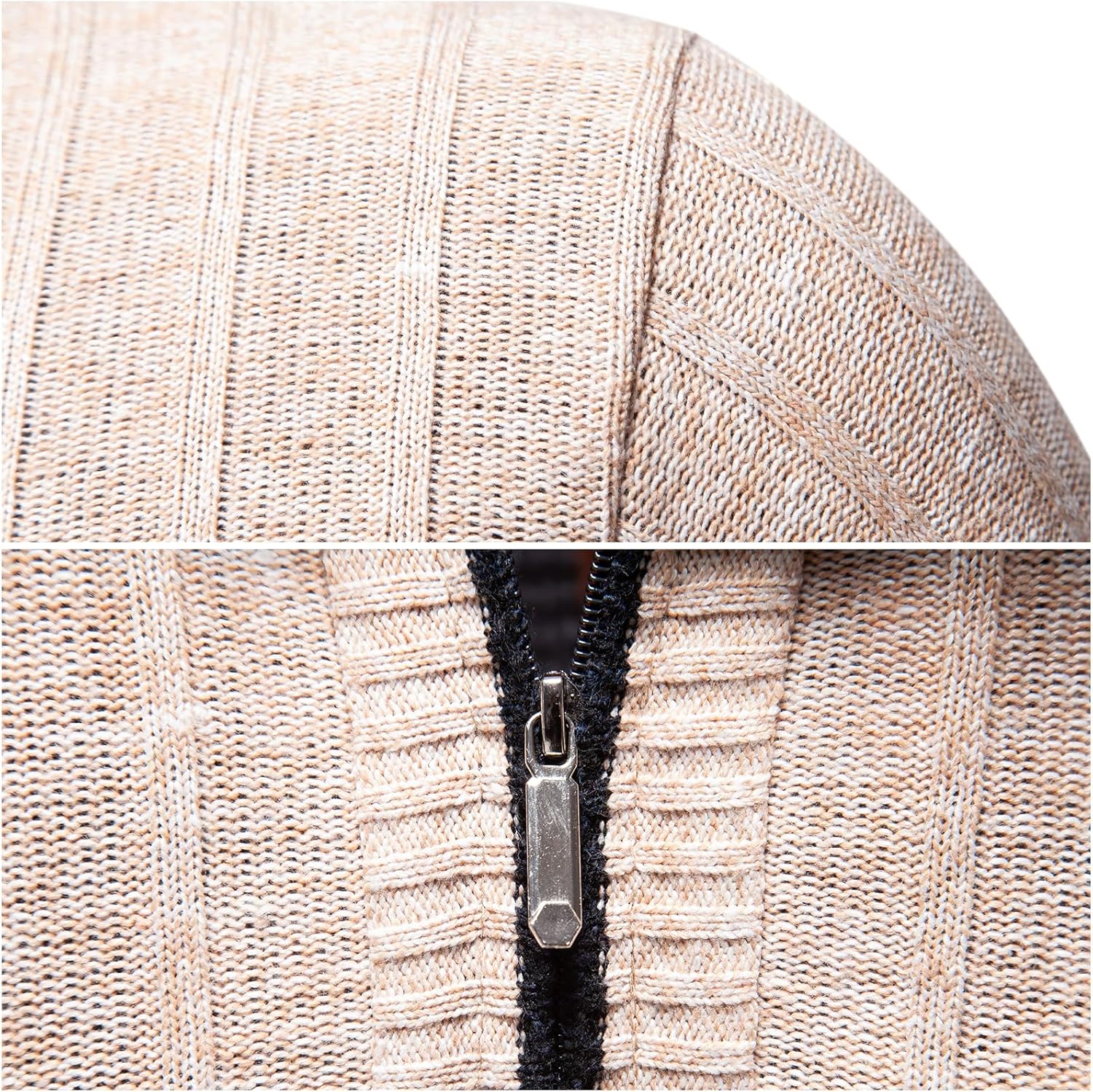 Mylldey Quarter Zip Sweater Men's Pullover Sweaters Knit Long Sleeve Sweater Mens - Image 5