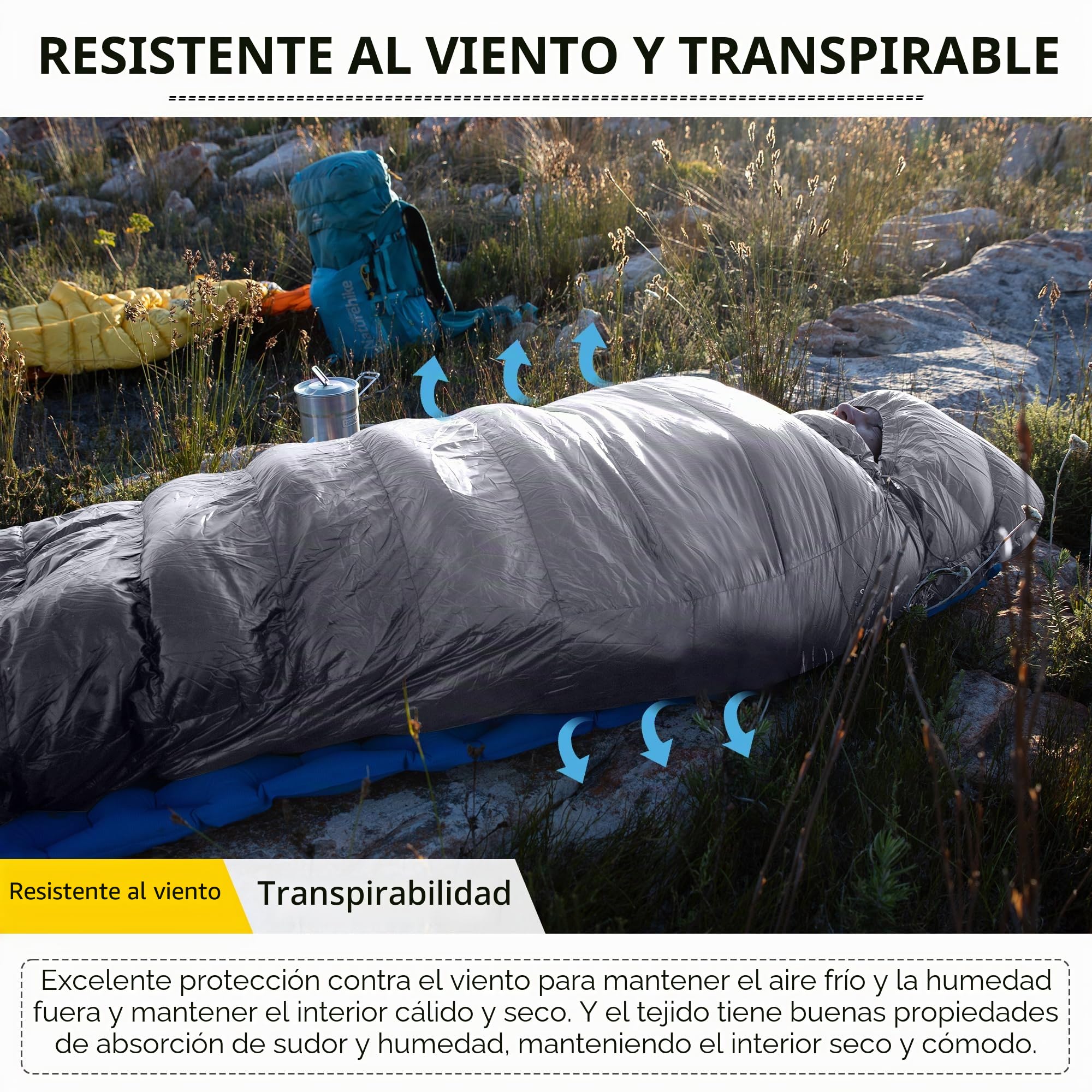 Naturehike Saco de dormir para adultos, adolescentes, para 3-4 estaciones, ligero, impermeable, ultra cálido, saco de dormir para interiores, camping, senderismo, mochileros, montañismo