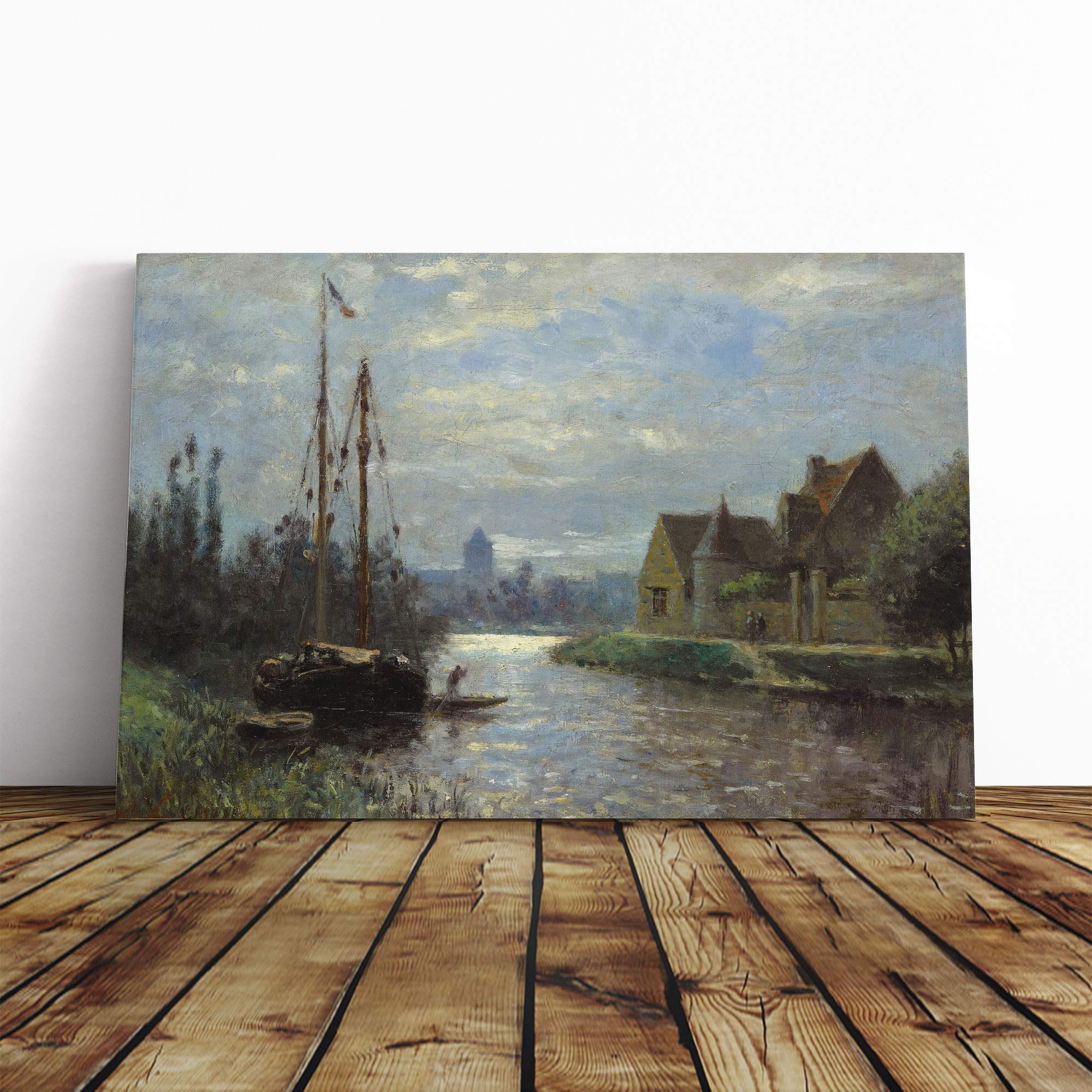 Stanislas Lepine Canal Canvas Print | Gallery Wrapped 30mm Frame Wall Art | 20x14 inches | Ready to Hang | Modern Picture | Living Room Bedroom Lounge Office