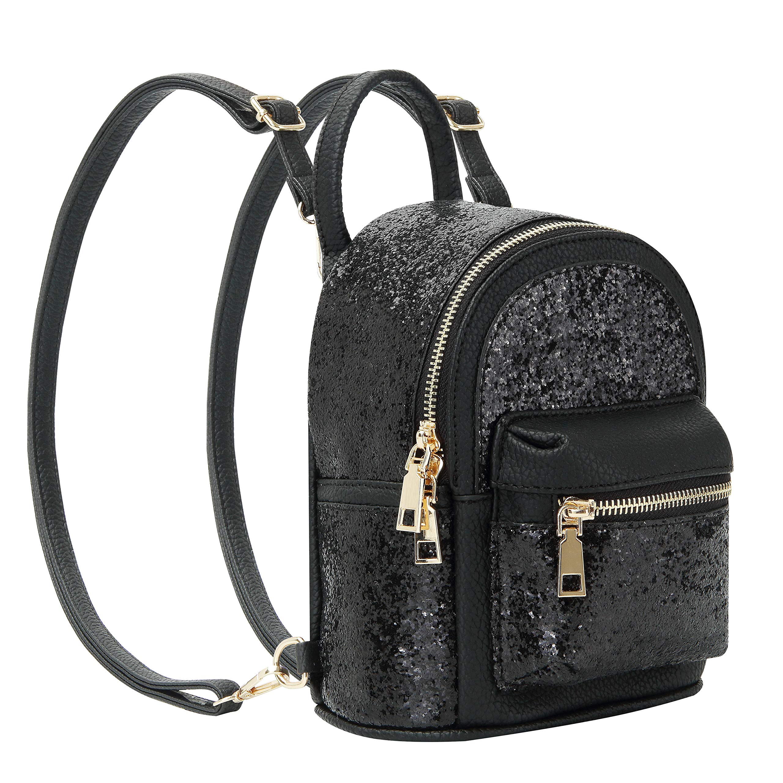 JIANBAO Girls Bling Mini Travel Backpack Kids Children School Bag Satchel Purses Daypack (Black)