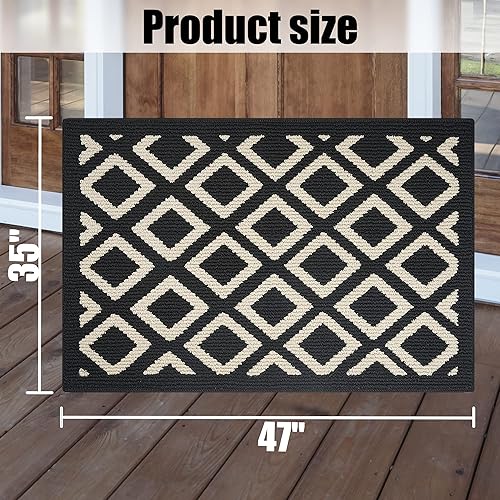 Miniatura 3 de Feivea Tapete para interiores y exteriores, 32 x 47 pulgadas, tapete para puerta delantera, tapete de entrada de perfil bajo, antideslizante,