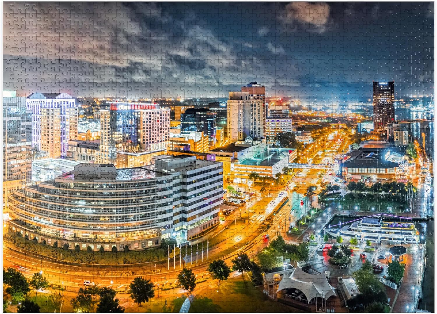 MyPuzzle Norfolk Virginia At Night - Premium 1000 Piece Jigsaw Puzzle for Adults