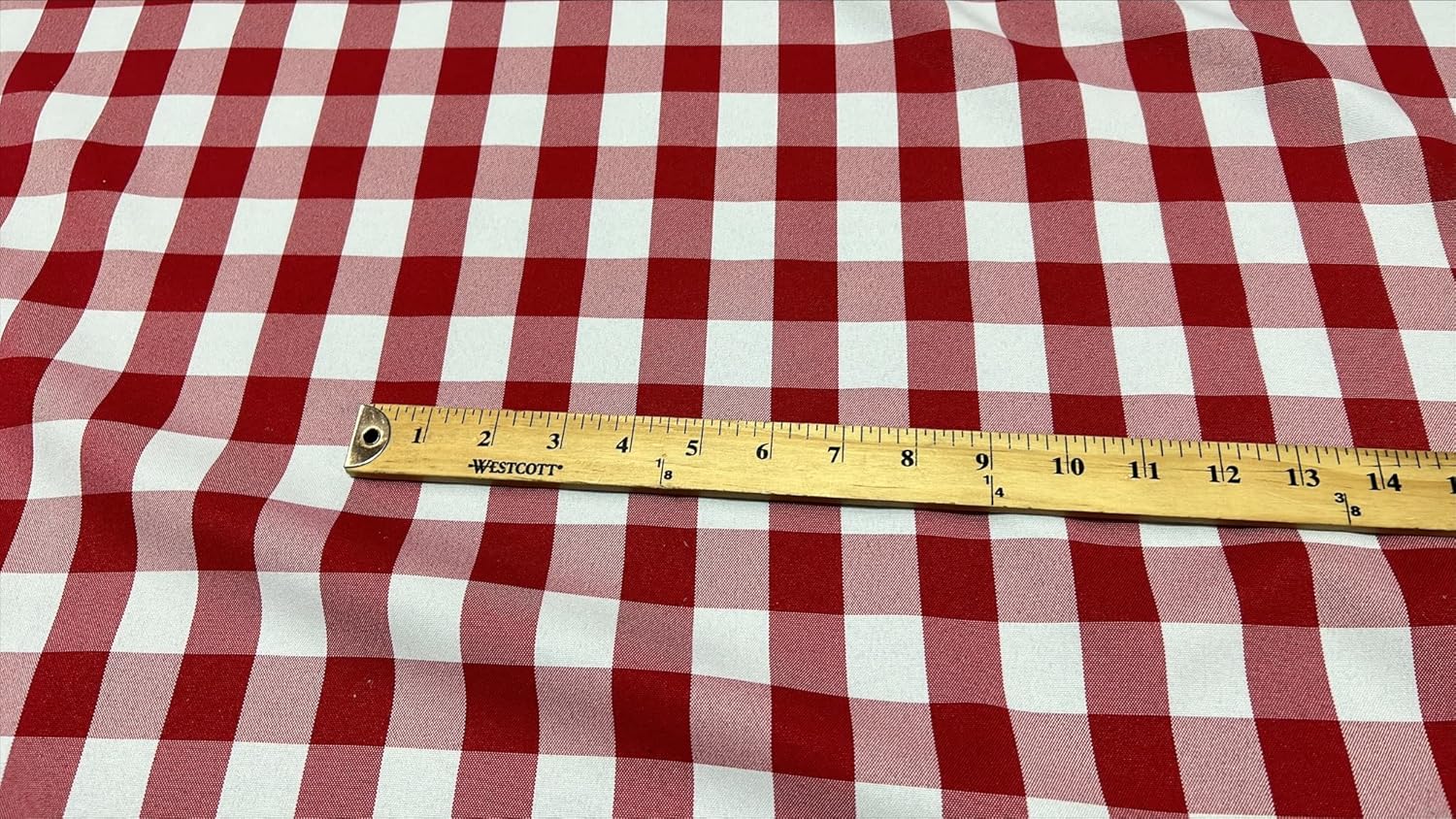 New Star Fabrics Red and White Checkered Yarn Dyed Reversible Poly Poplin Fabric | 60'' Wide | 1-Inch Squares on 5 Yard Bolt - Perfect for Tablecloths, Drapes, Runners and Curtain Panels