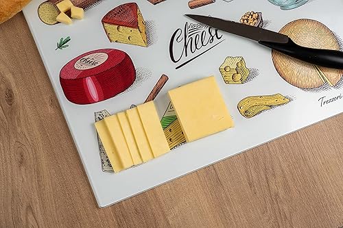 Miniatura 4 de Tabla de cortar de vidrio templado para cocina y servir, 15.75 x 11.81 pulgadas, tabla de cortar decorativa grande fácil de limpiar, extremadamente