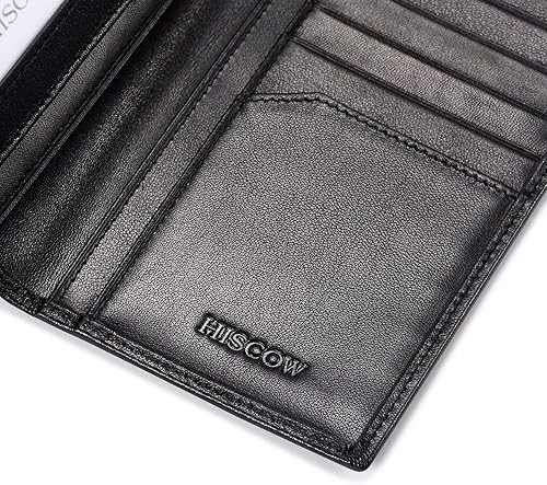Miniatura 6 de HISCOW Cartera larga de cuero delgada para hombres y mujeres, piel de becerro italiana, cartera con bolsillo en el pecho para chequera, tarjetas de